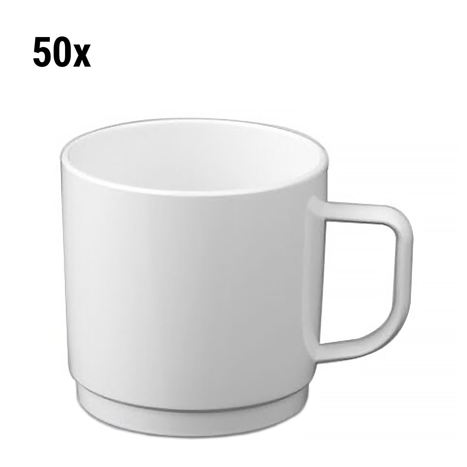 (50 pièces) Tasse en Polycarbonate - Blanche - 200 ml - Incassable