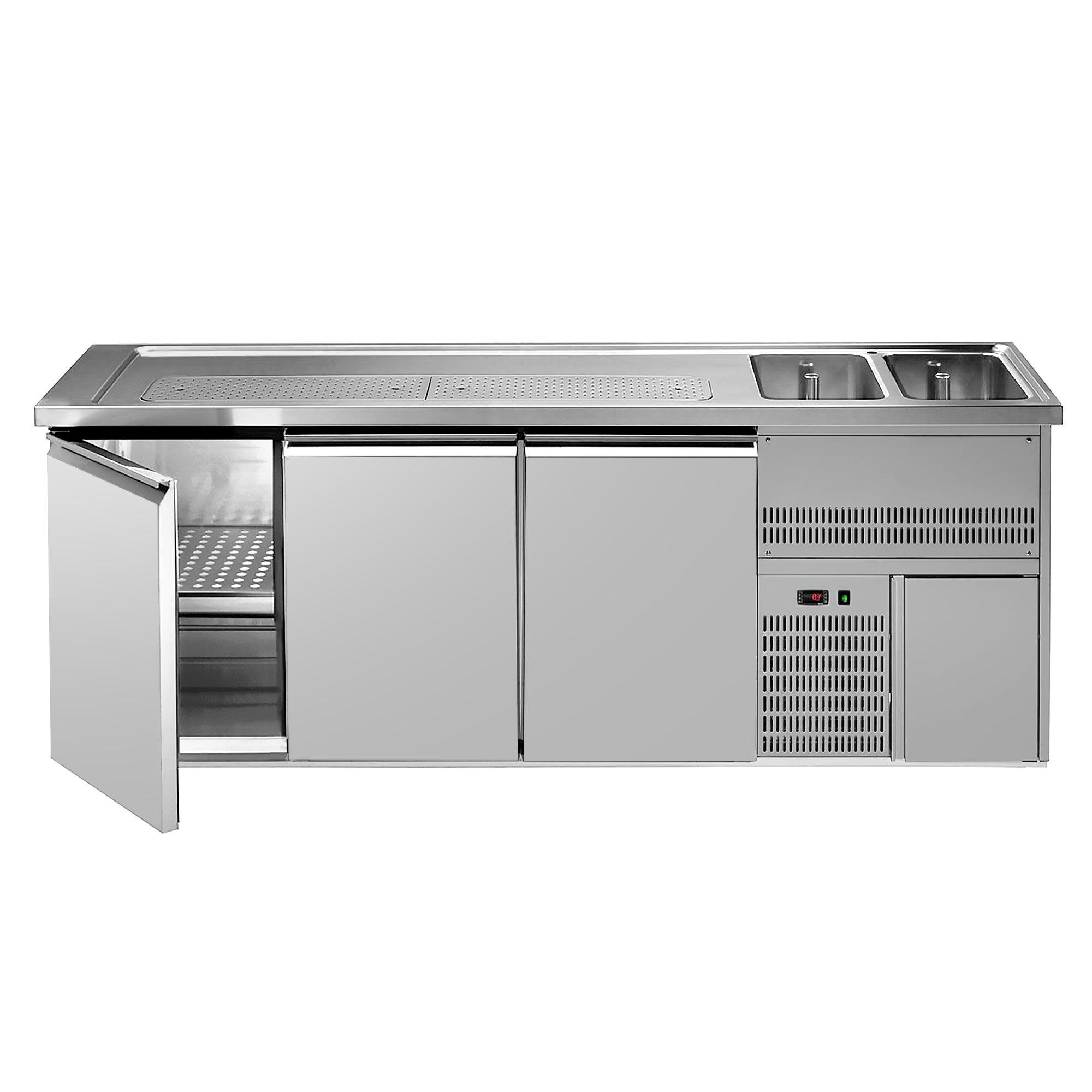 Comptoir de bar réfrigéré Premium PLUS - 2500x700mm - 3 portes	