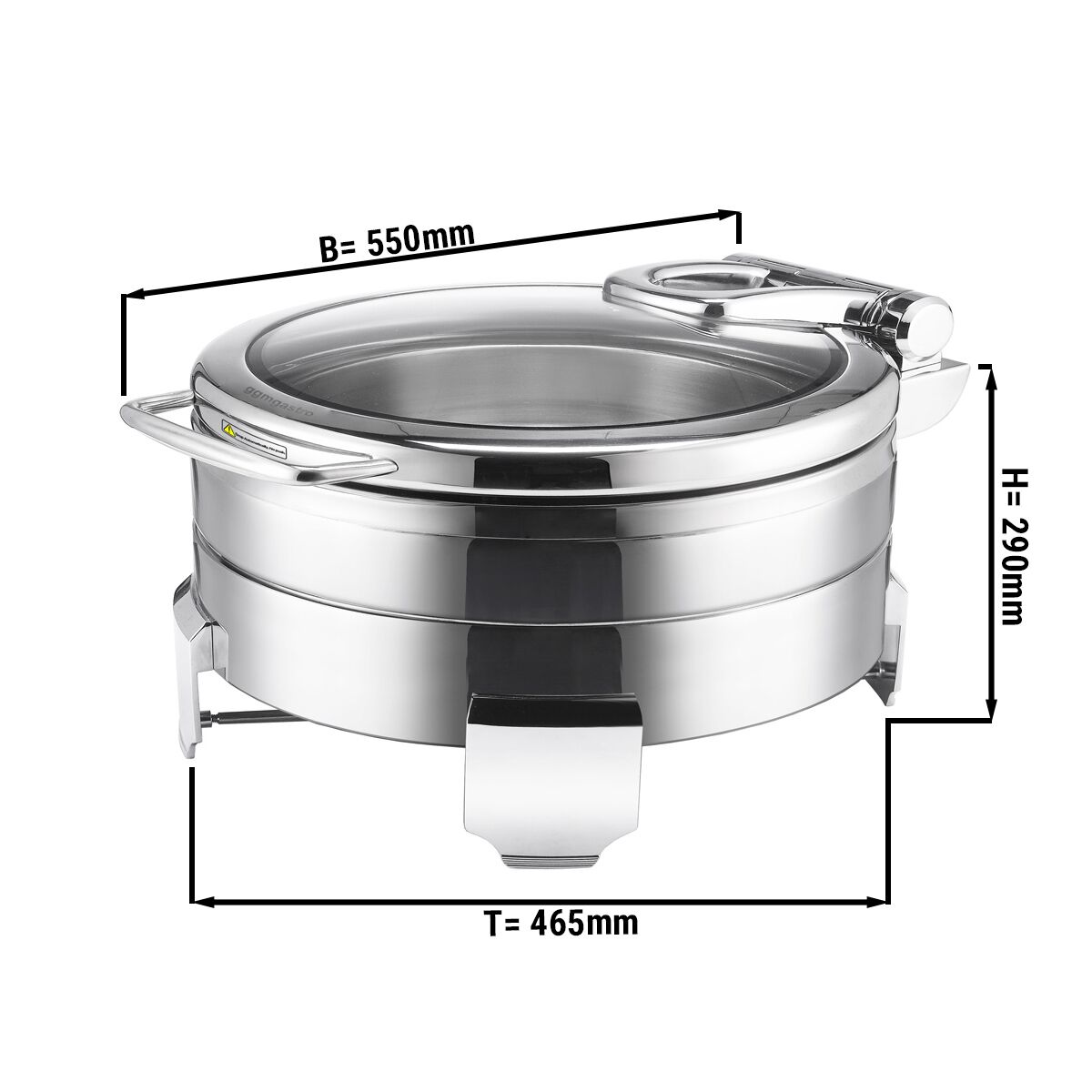 Chafing dish - Rond - avec couvercle en verre à fermeture douce (Soft-Close) - 5.7L
