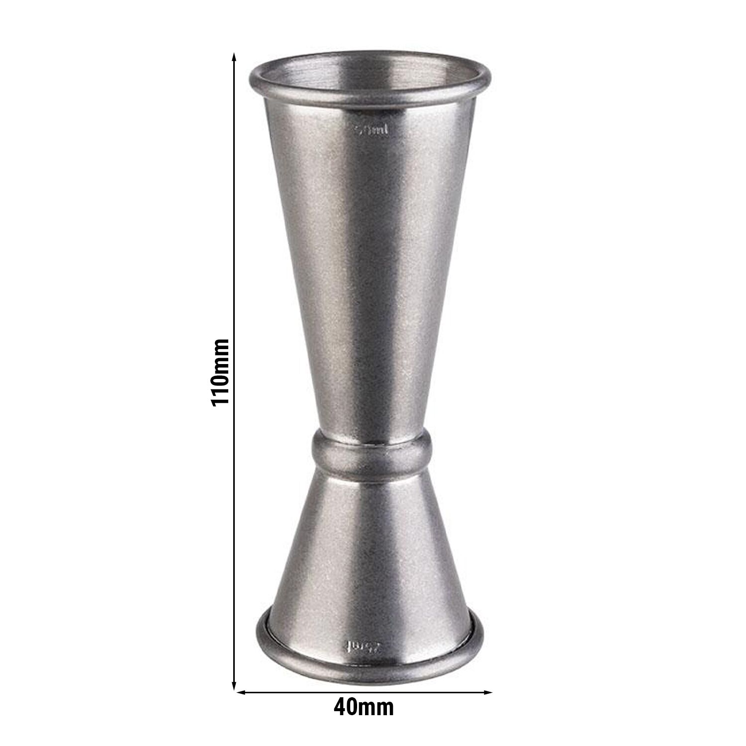(6 pcs) Jigger double - acier inoxydable - 2,5cl/5cl (25/50 ml) - avec repère(s) 1,5cl/3,5cl