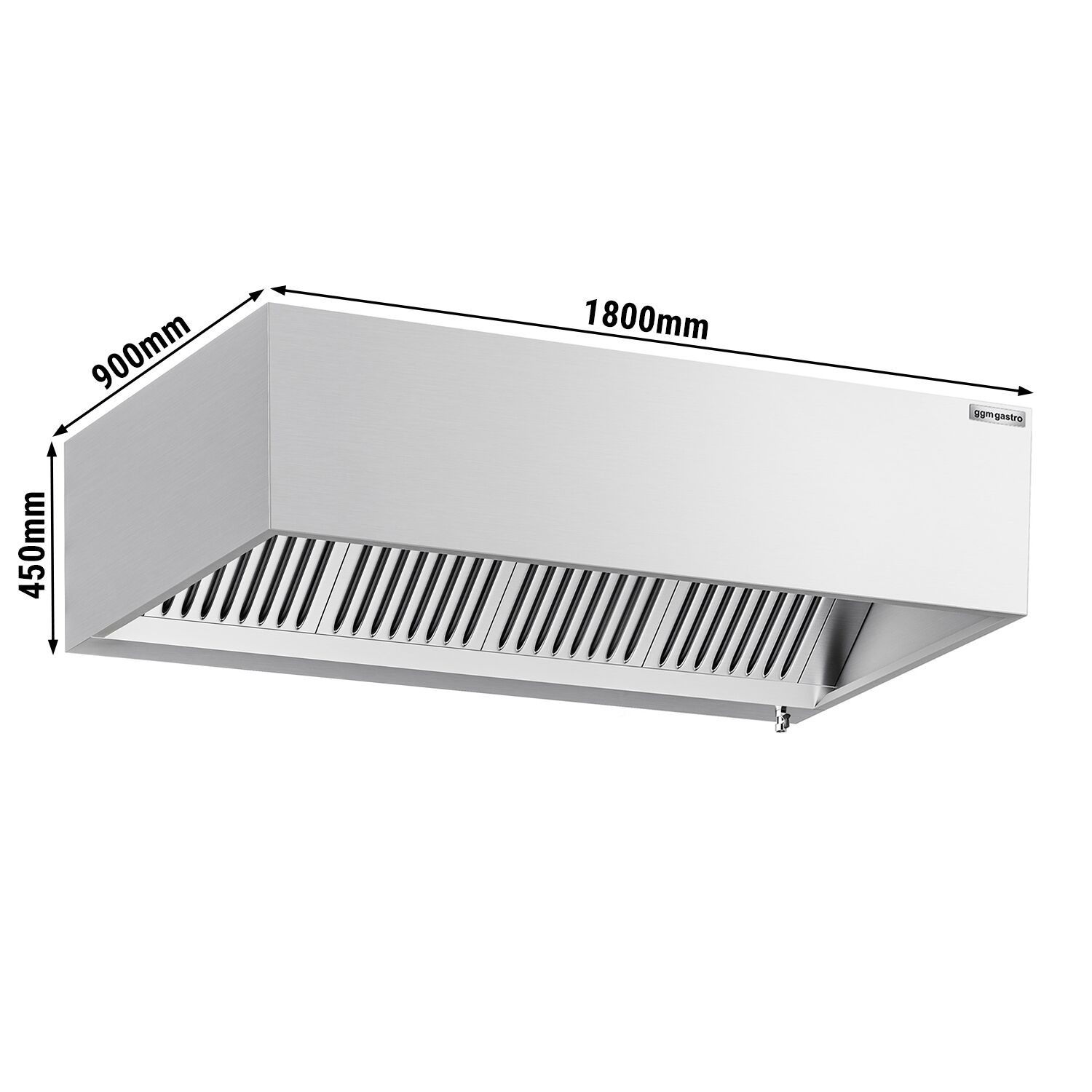 Induction box hood - 1800mm - with filter & light - without motor