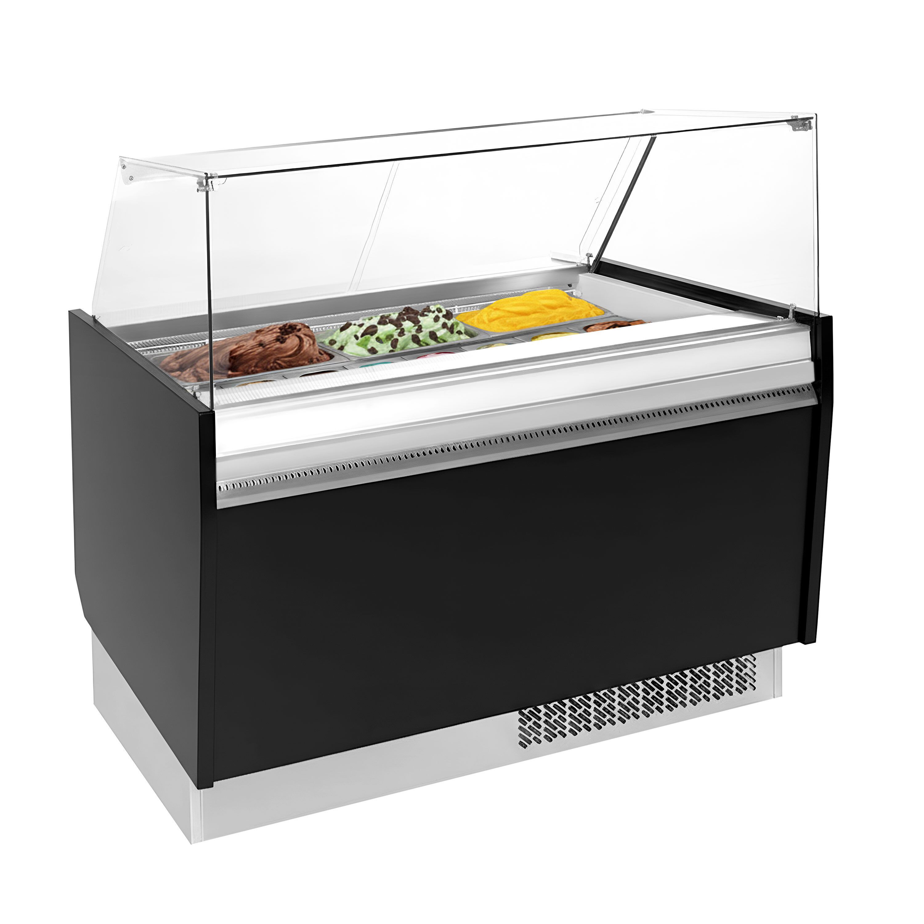 Vitrine à glace LIAM – 1310 mm – refroidissement statique – pour 10+10 bacs à glace de 5 litres – Noir
