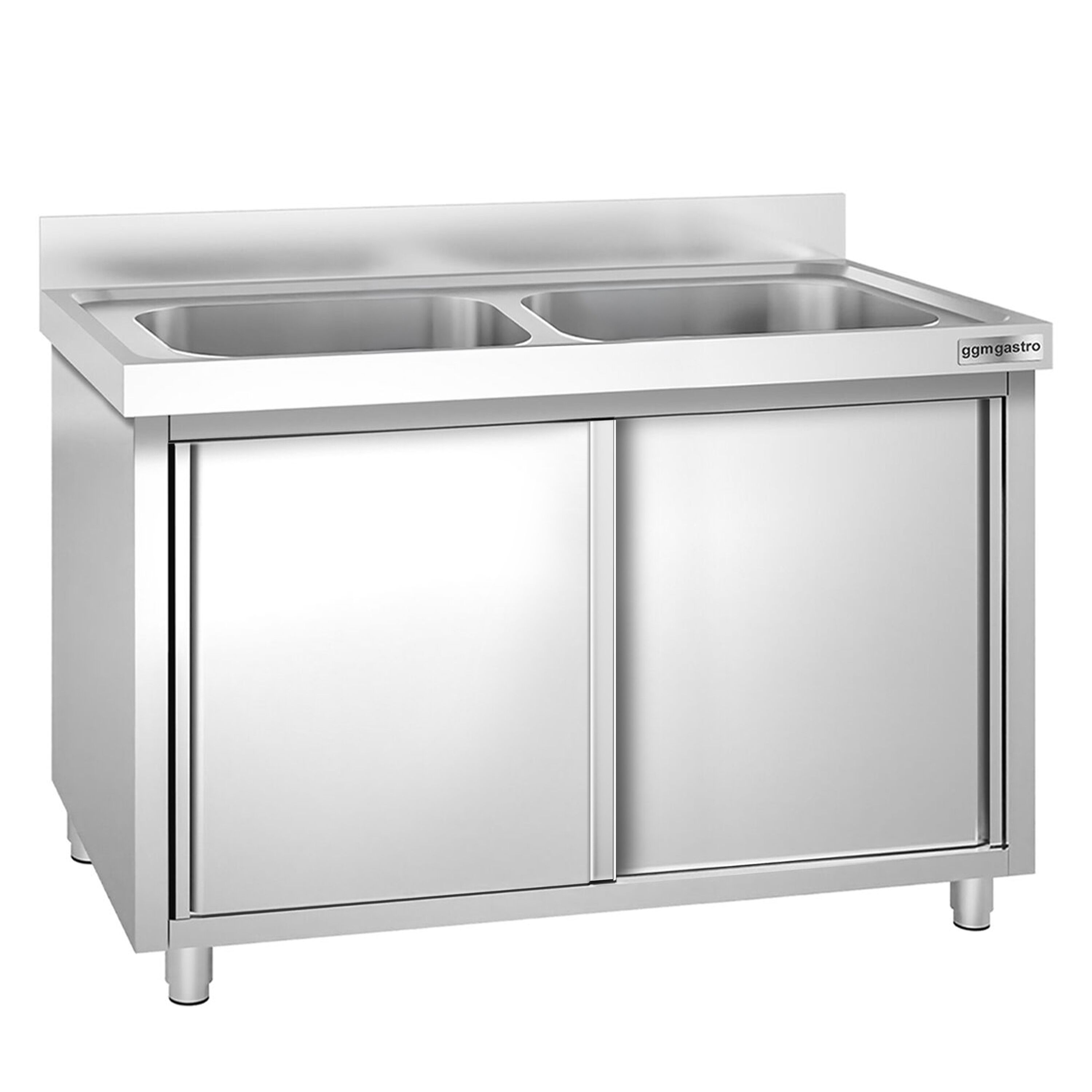 PREMIUM pot washing cabinet – 1600 x 600 mm – with 2 basins
