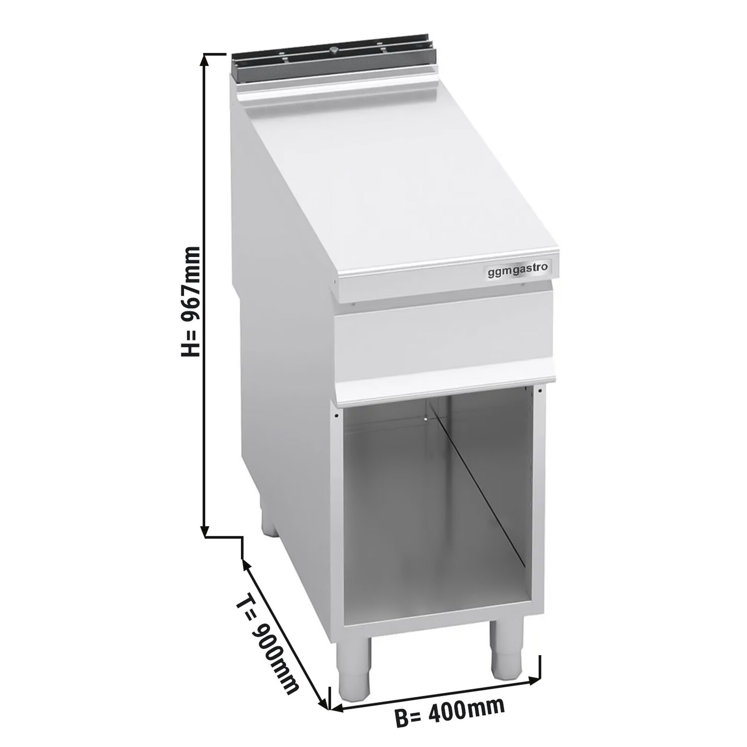 Neutral Element - with Open Substructure - with Upstand Lorenzo 900 - 400x900x967mm - 0.70m³ - Stainless Steel AISI 304 - Series Lorenzo 900