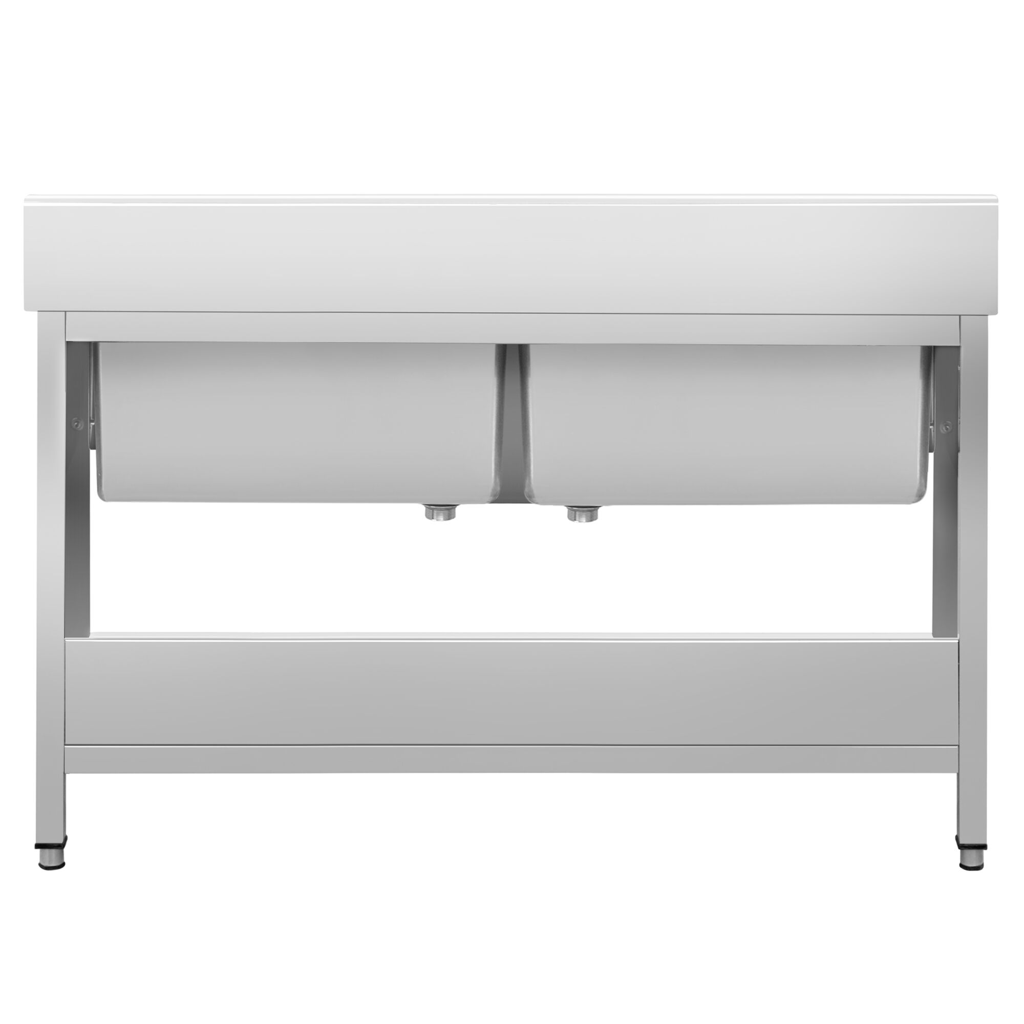 Plonge à marmites en inox PREMIUM - 1600x600mm - avec étagère basse & 2 bacs