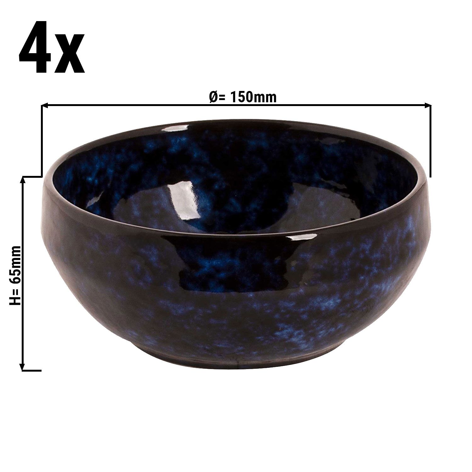 (4 pcs) Coupe - BAMA BLUE - Steinzeug - Ø 150mm - Bleu