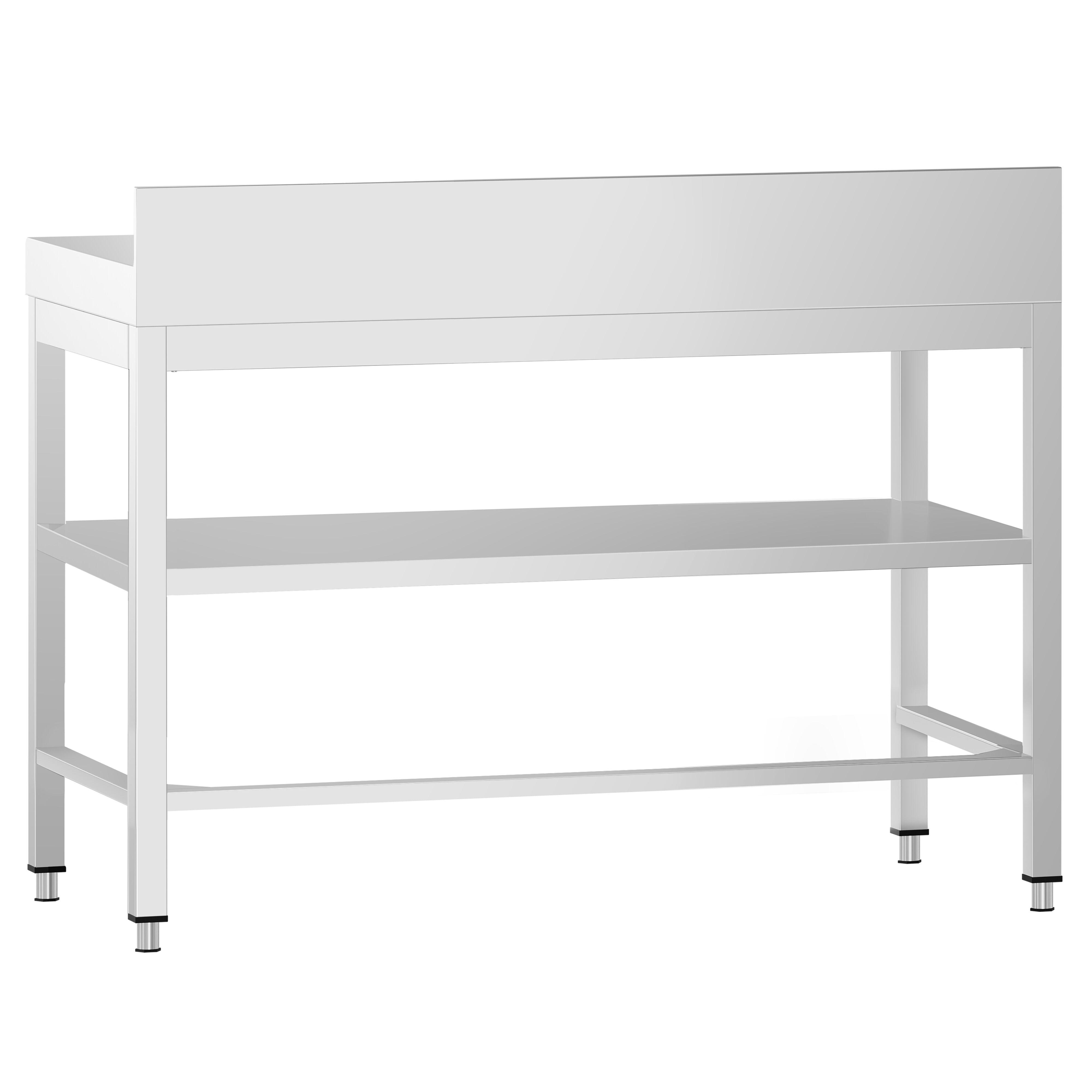 Table de travail inox PREMIUM - 1000 x 600 mm - avec tablette inférieure, Dosseret & Renforts