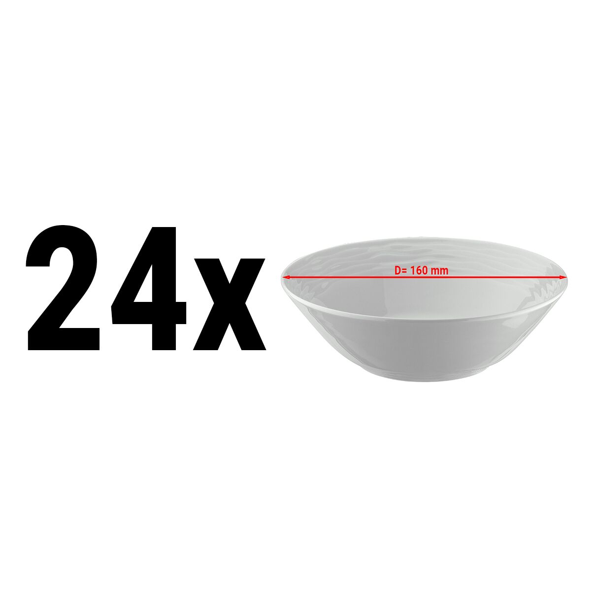 (24 pièces) SEA WAVE - Bol à dessert / salade - Ø 160 mm - Blanc