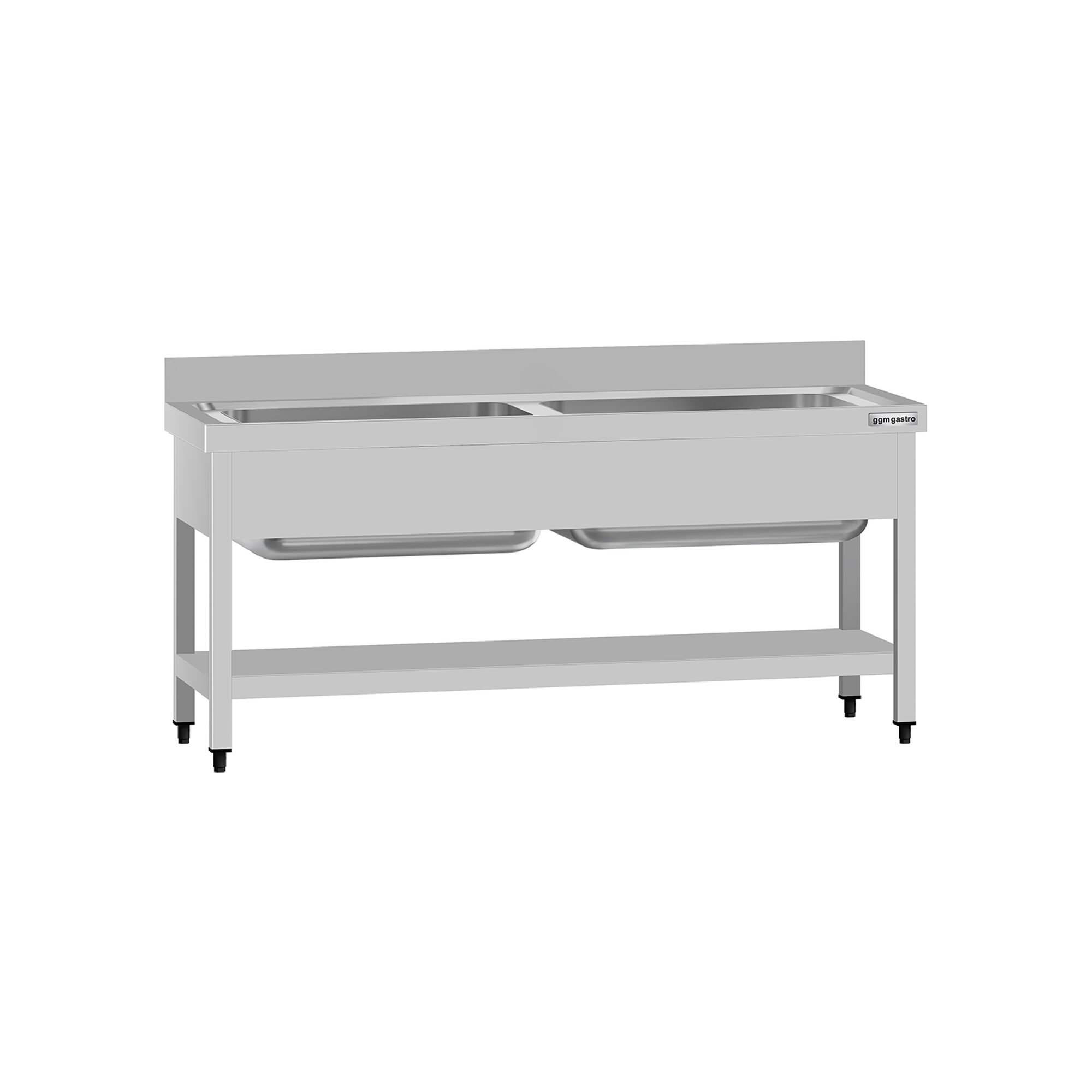 Topfspültisch ECO - 1600x700mm - mit Grundboden & 2 Becken