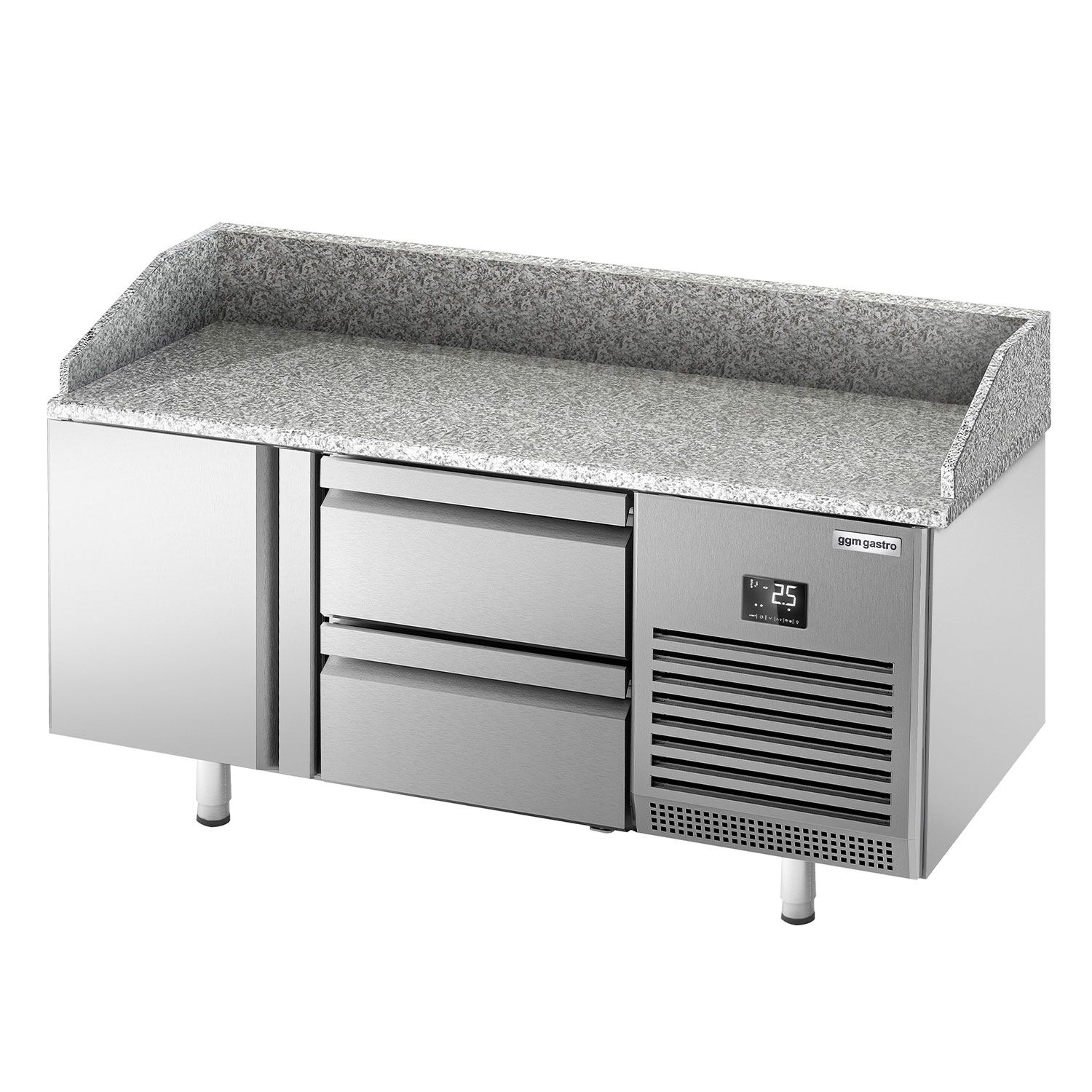 Table réfrigérée à pizza Premium PLUS - 1490 x 700 mm - avec 1 porte et 2 tiroirs