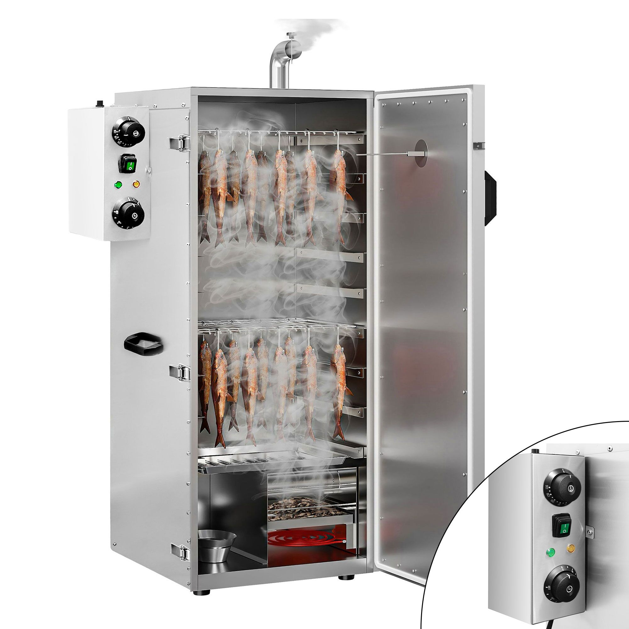 Fumoir électrique professionnel - avec 8 grilles - 450x490mm
