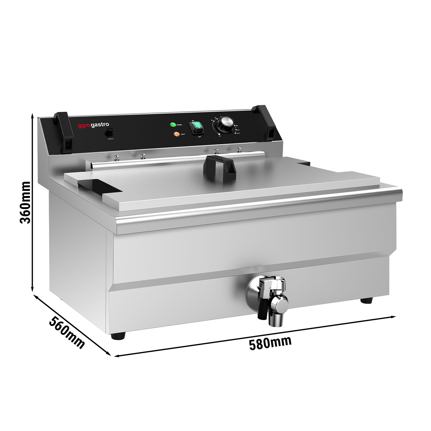 Friteuse à beignets électrique professionnelle - 30L - 5kW - Manuel - avec robinet de vidange