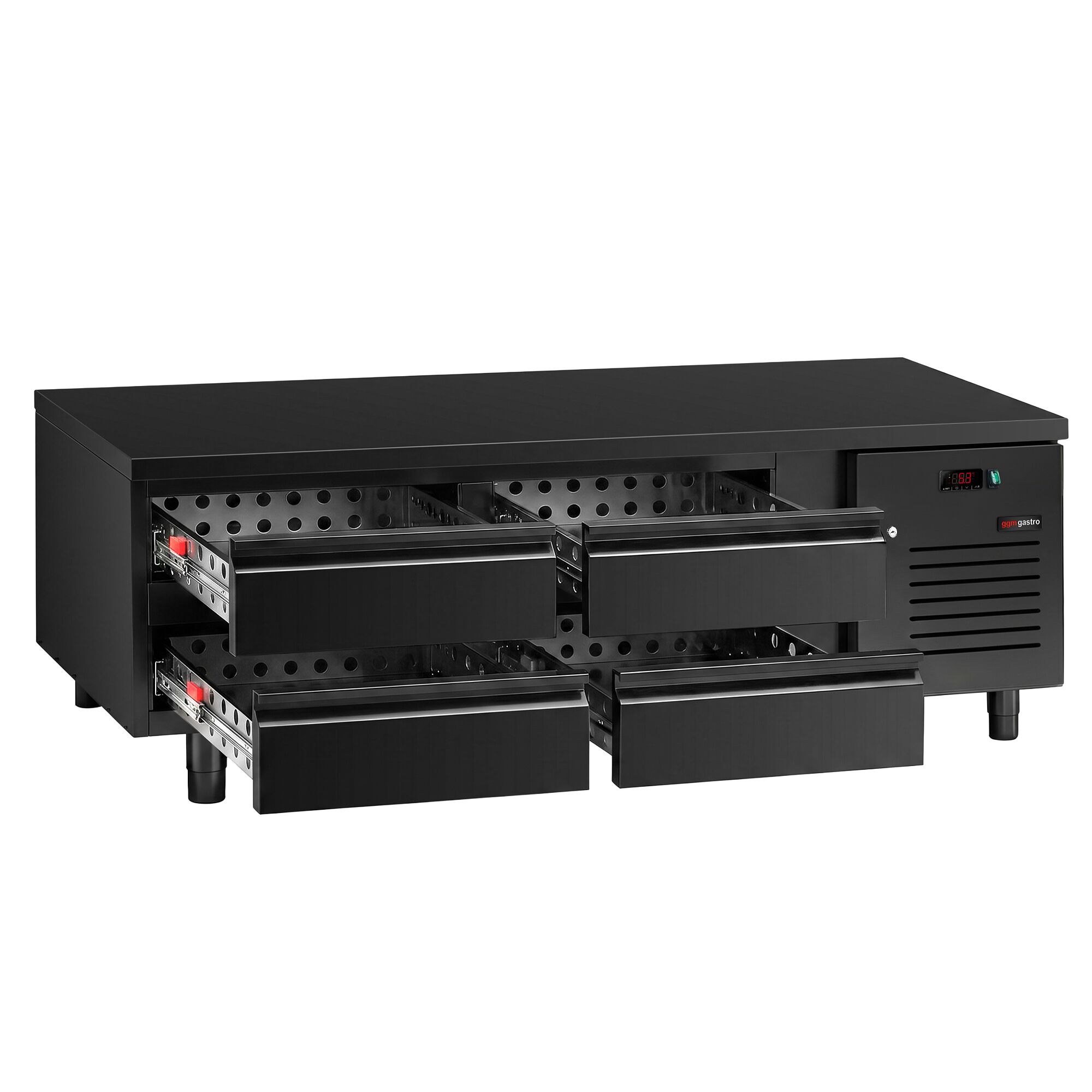 Meuble bas réfrigéré - 1600mm - 191 litres - 4x GN 1/1 tiroirs - noir mat