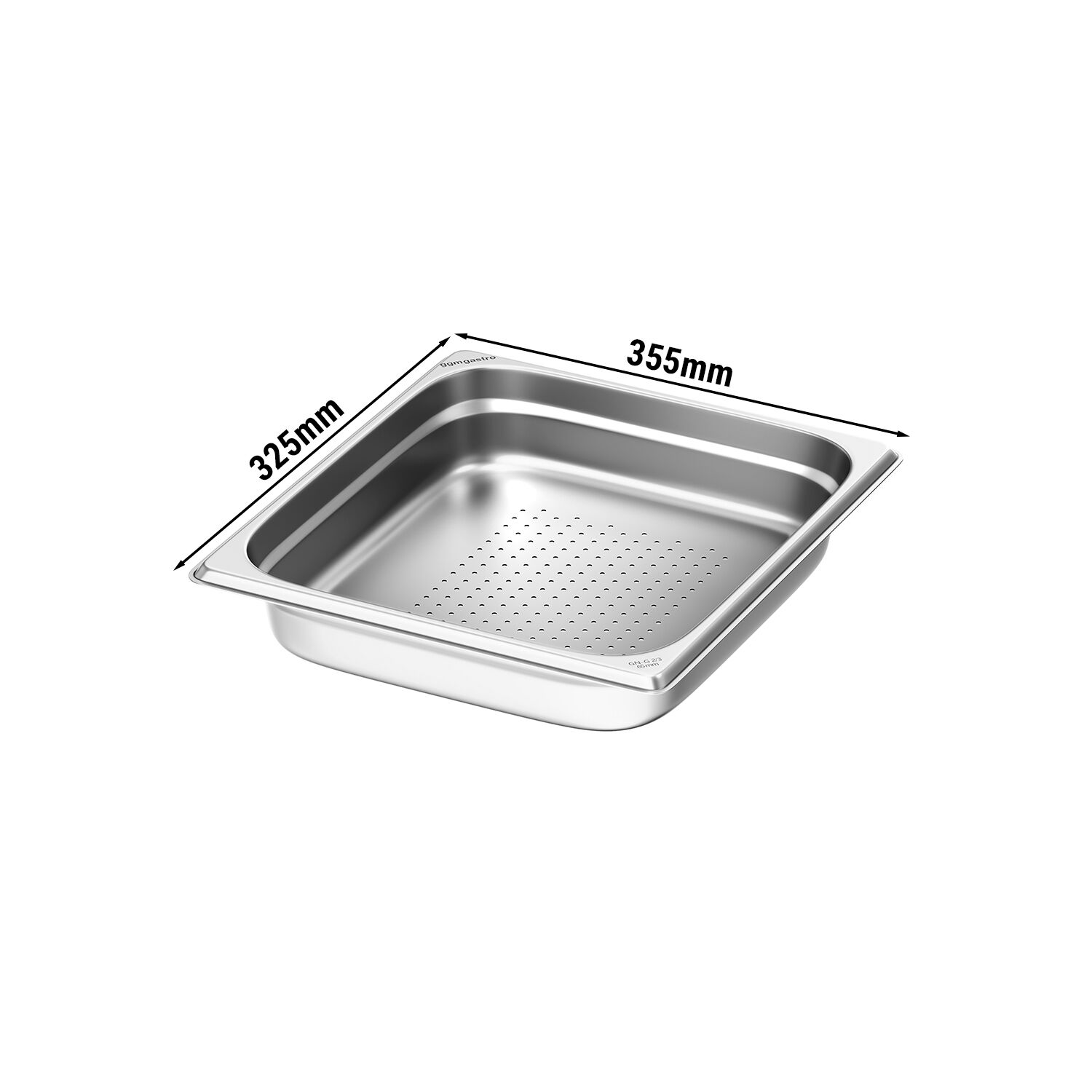 Récipients en acier inoxydable GN 2/3 - perforés - Hauteur : 65mm