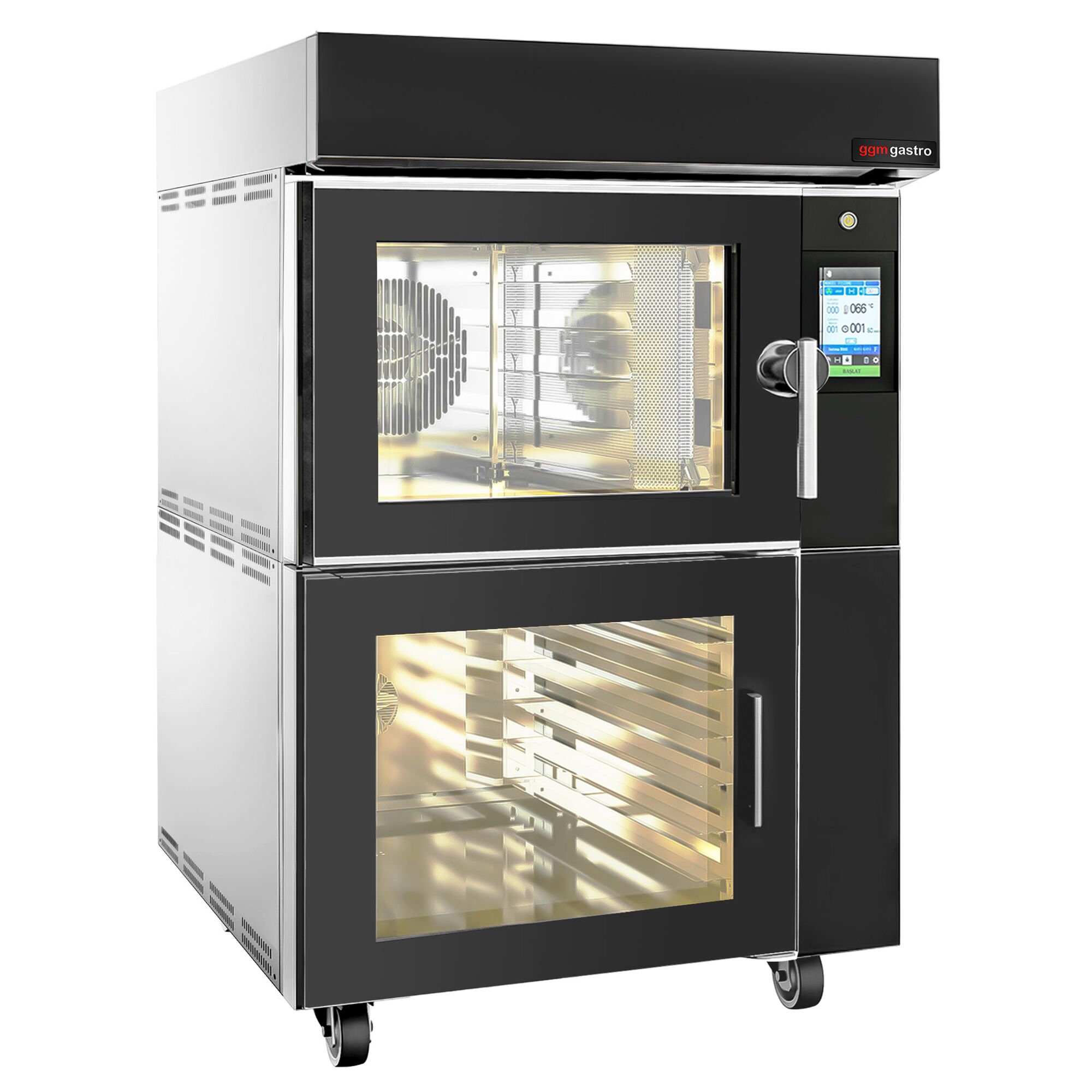 Électrique Four à convection avec injection d’eau - Écran tactile - 1 chambres de cuisson - 5 niveaux 600x400mm - Acier inoxydable - avec armoire de fermentation - sans plaques de four