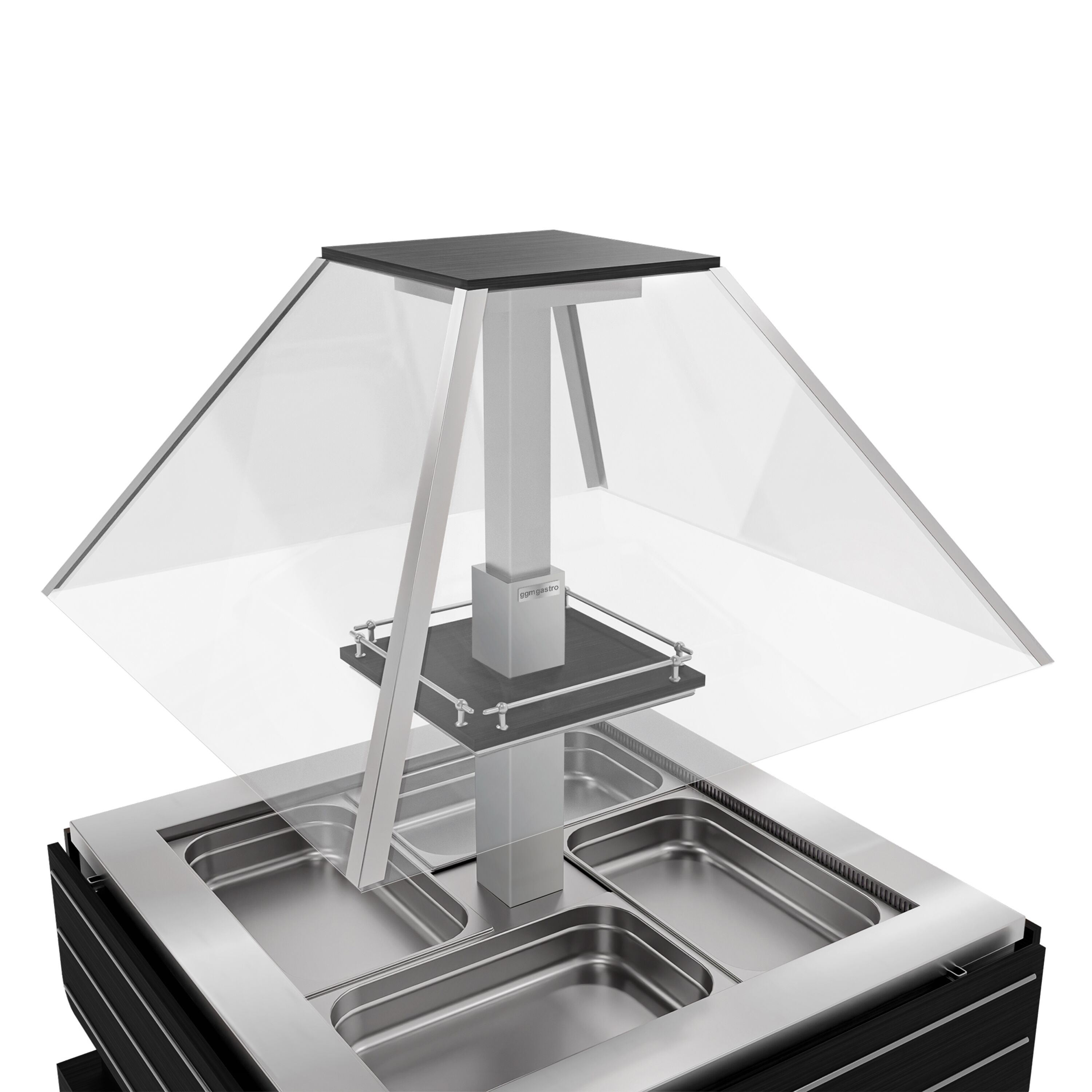 Bar à salades / buffet froid DUBLIN - 1700 mm - avec vitrine en verre inclinée - pour 4x GN 1/1 - Noir
