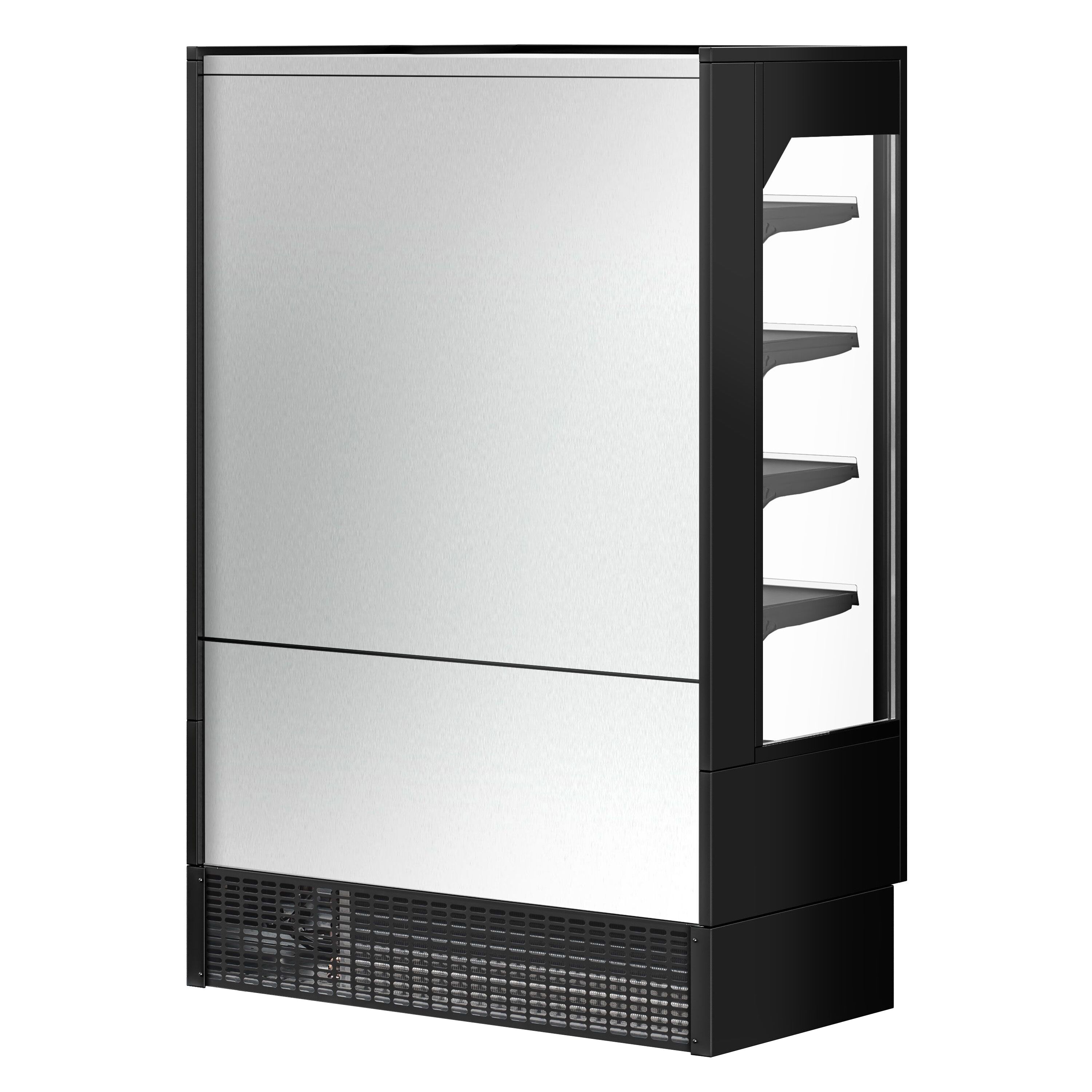Vitrine murale réfrigérée - 1320mm - 595L - avec 2 portes battantes vitrées & 4 étagères - Noir