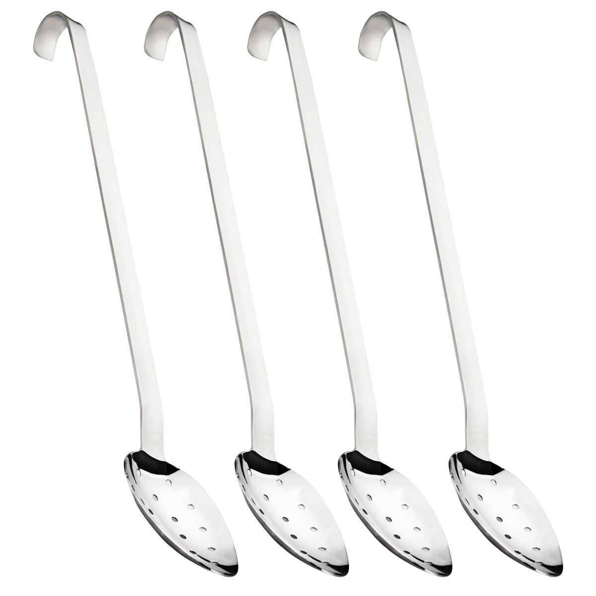 (4 pcs) Serving Spoon PREMIUM - Ø 70mm - Length: 420mm - perforated - Stainless Steel