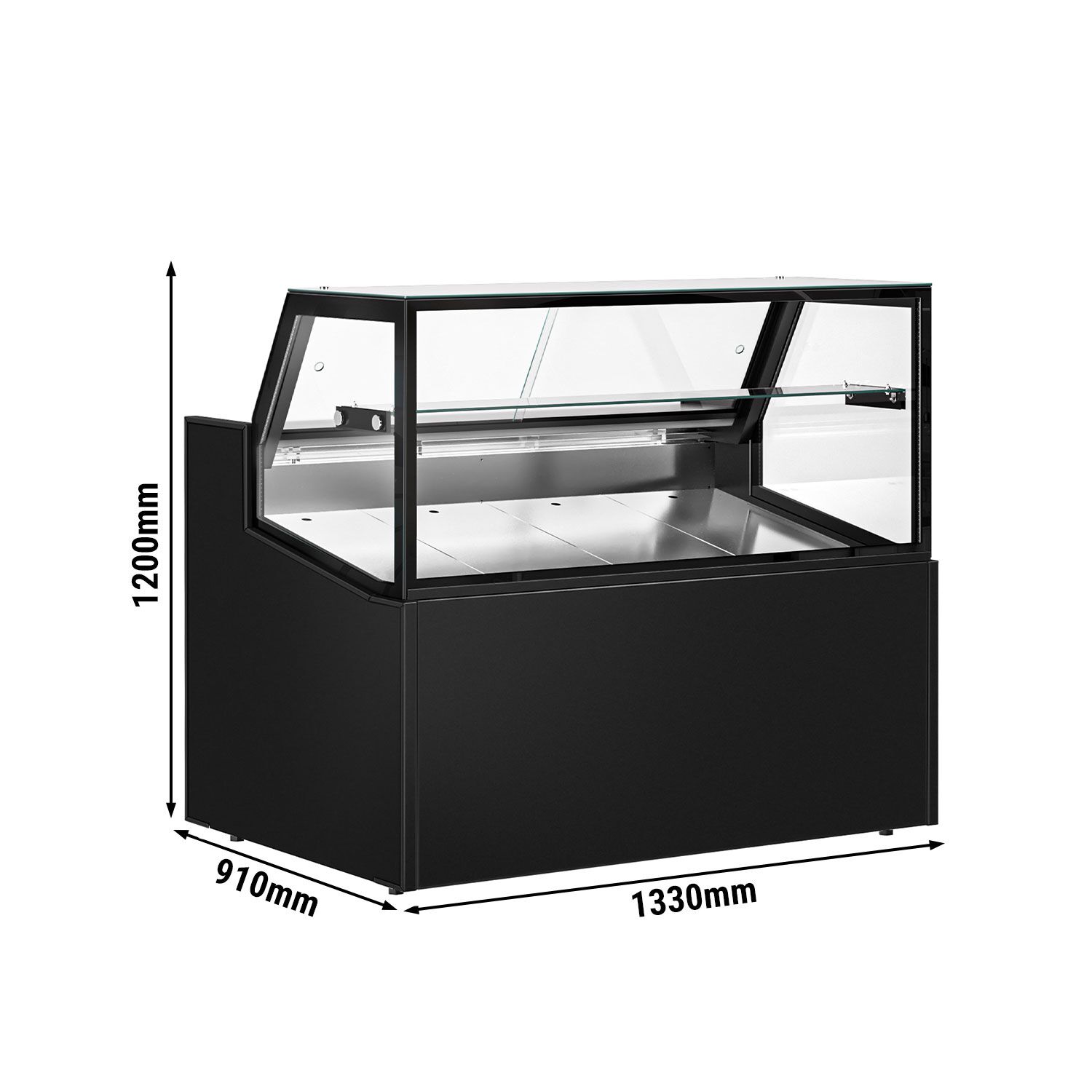 Comptoir réfrigéré - 1330x910mm - +0/+5°C - 169L - double vitrage - 1 étagère