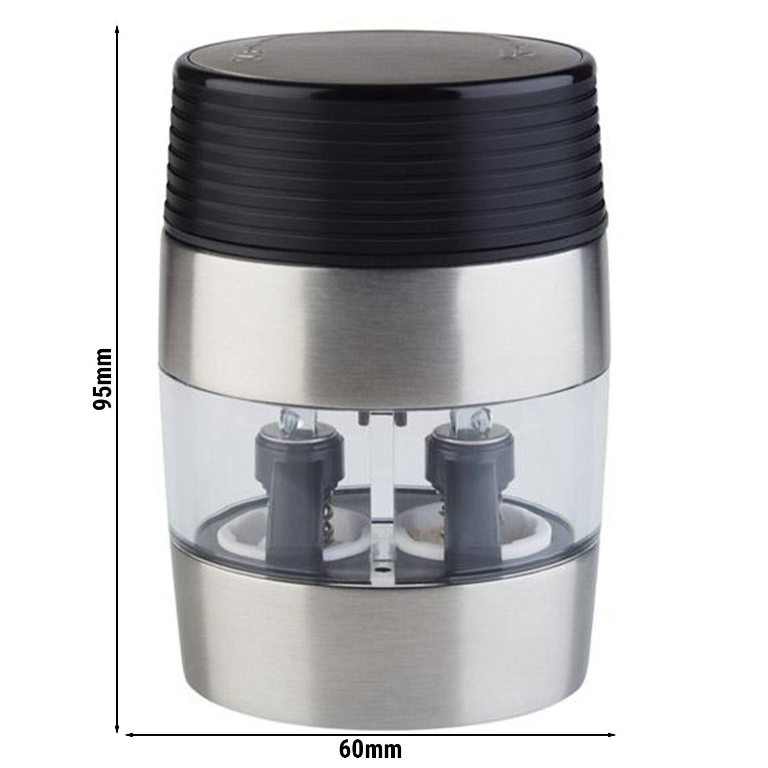 (6 pièces) Moulin sel & poivre 2 en 1 – Inox – Hauteur : 95 mm – Argent