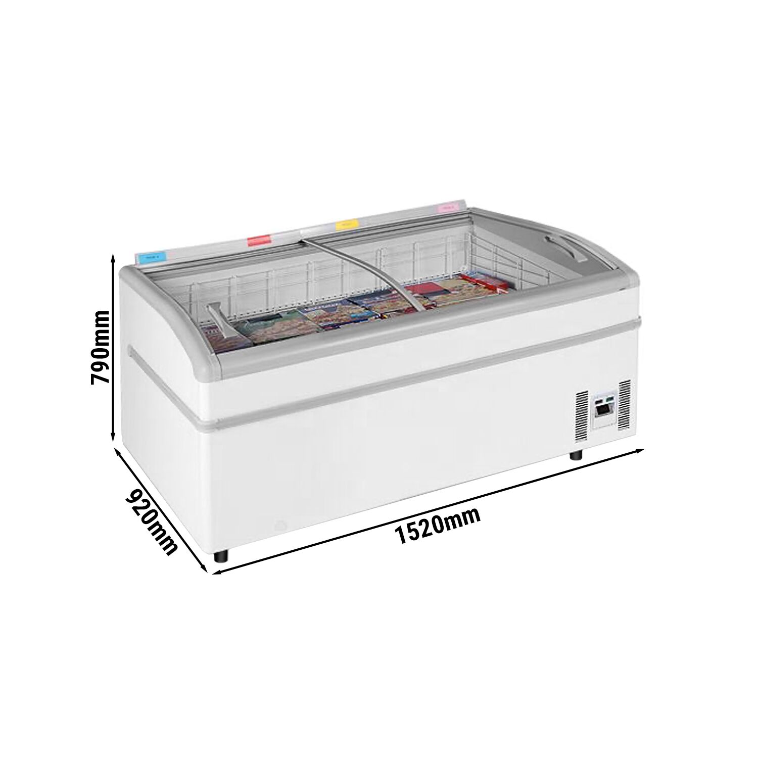 Îlot combiné réfrigération & congélation - 1520x920mm - 400 L - Couvercles coulissants en verre