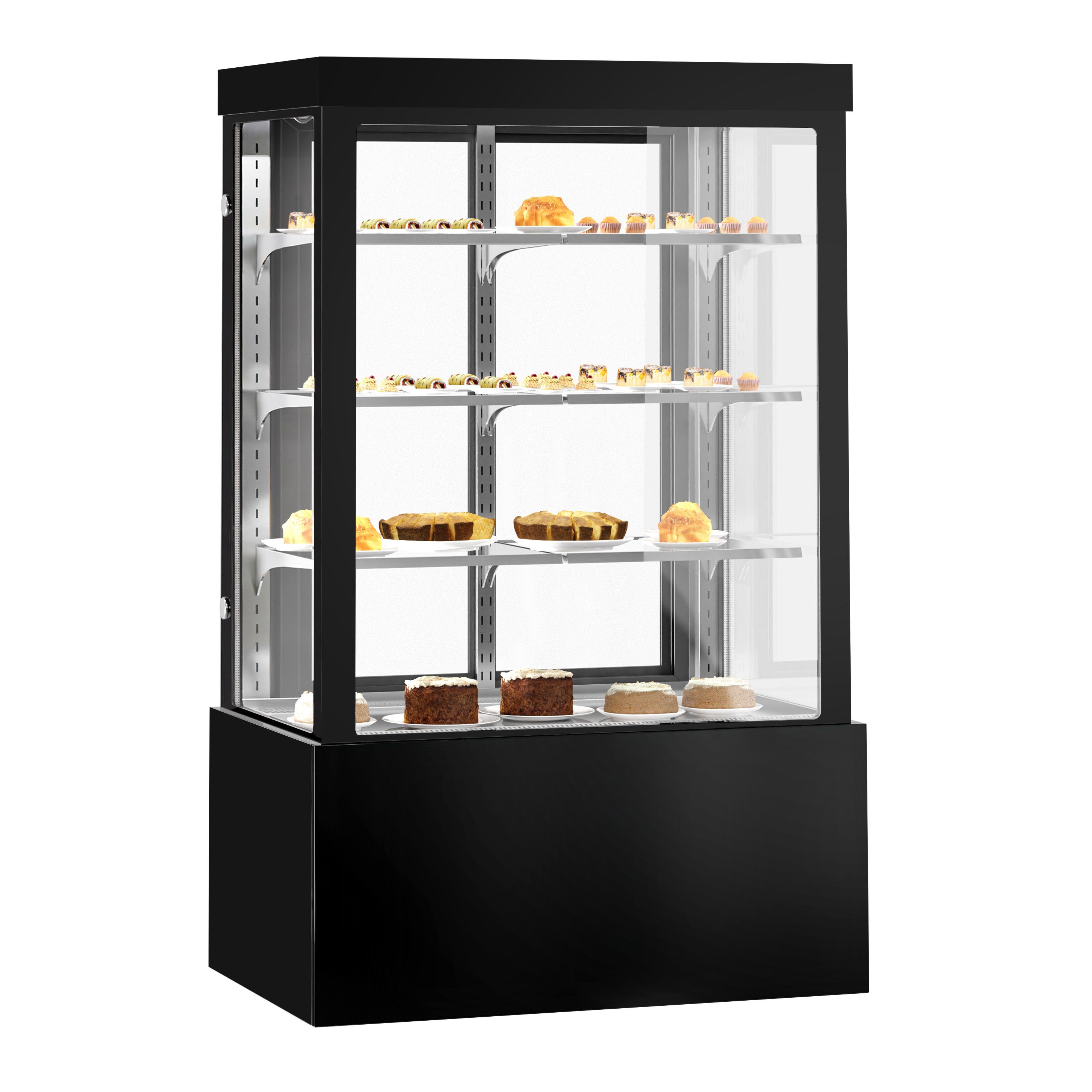Vitrine de comptoir réfrigérée - 950L - 1200mm - Double vitrage - avec 3 étagères - portes coulissantes vitrées arrière - Noir