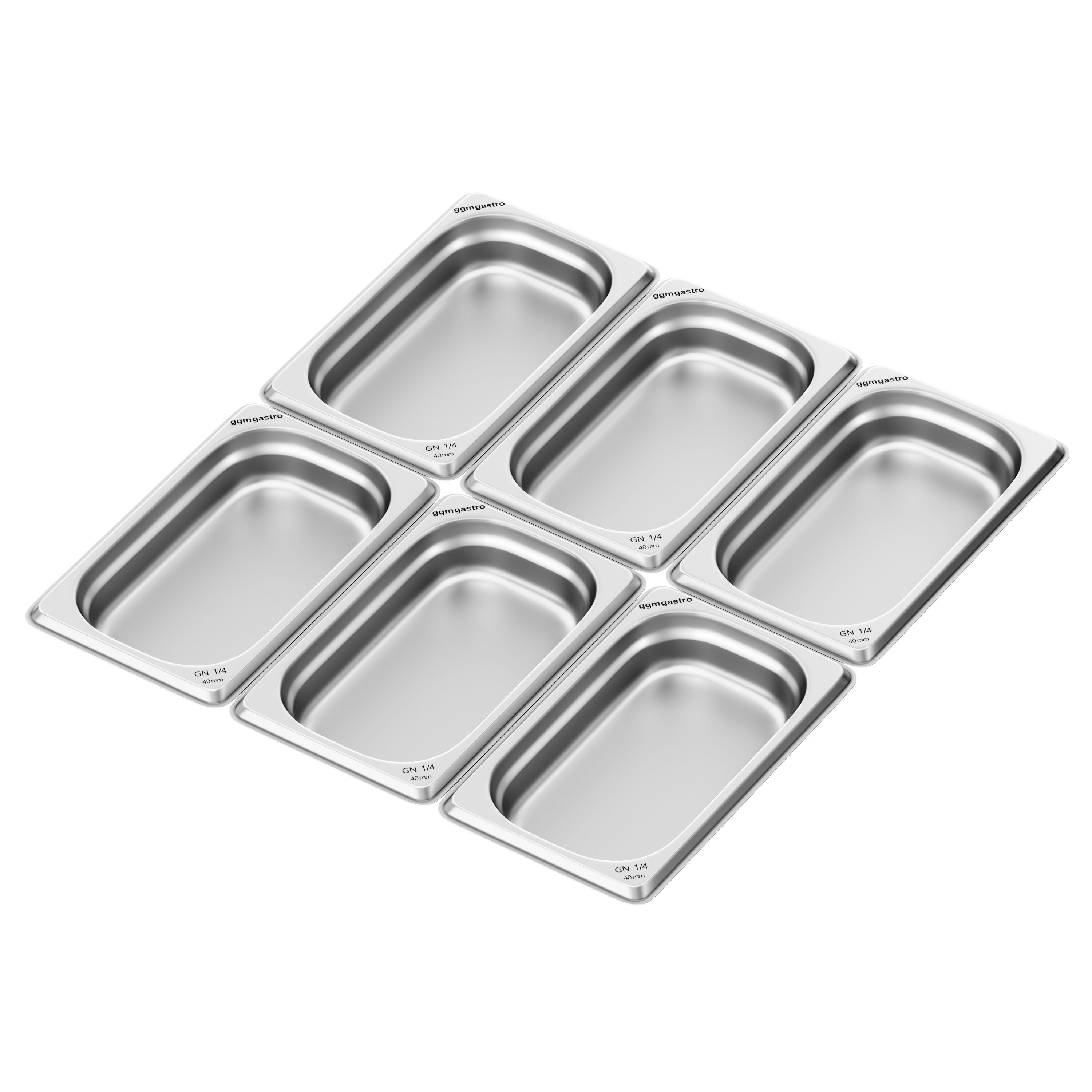 (6 Stück) Edelstahl-Behälter GN 1/4 - Höhe: 40mm