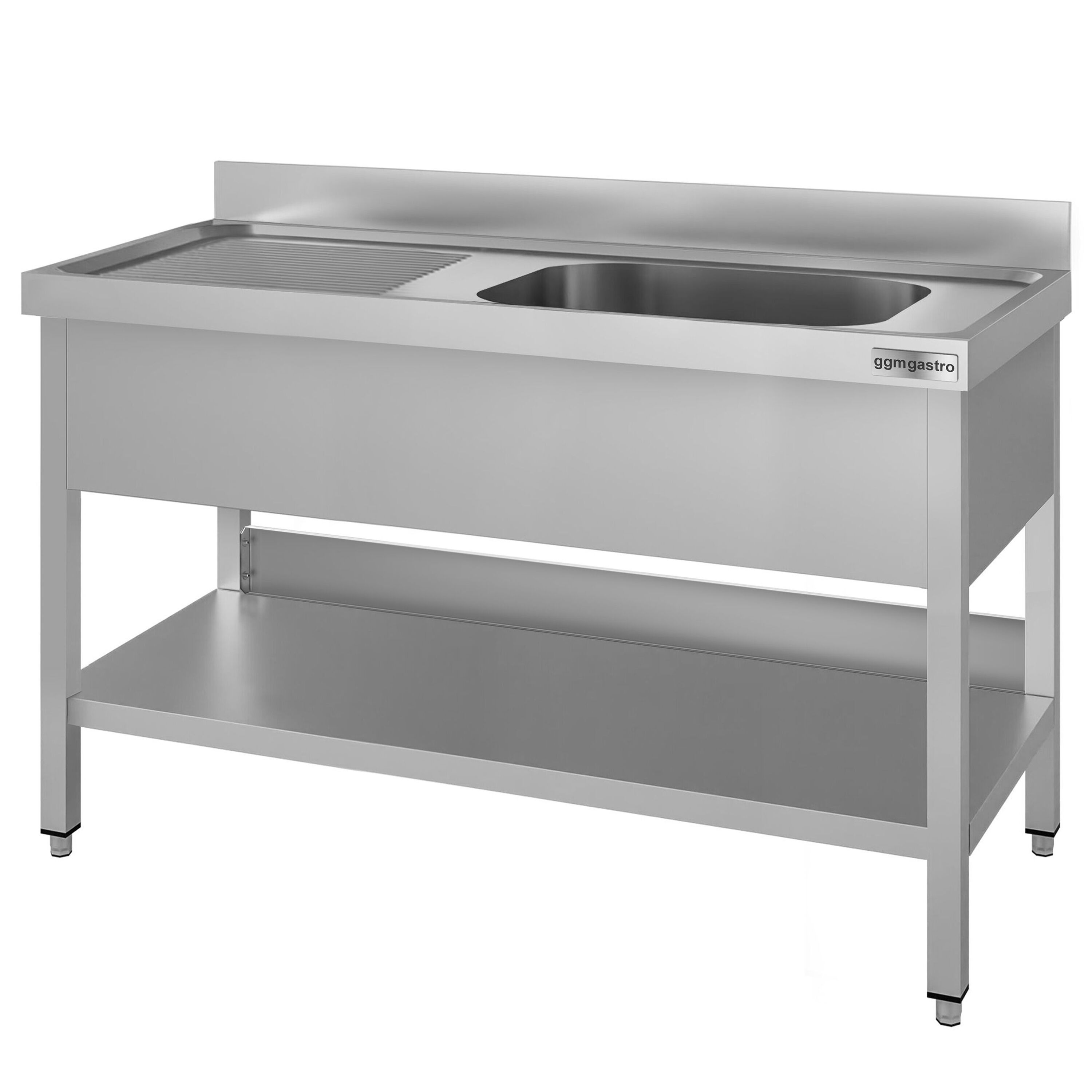 Plonge en inox ECO - 1400x600mm - avec étagère basse - 1 bac à droite