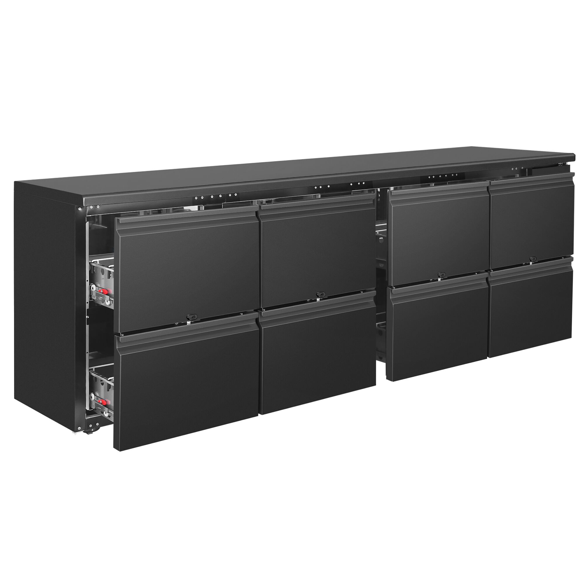 Commercial Back Bar Bottle Cooler ECO - 2542x513mm - with 8 Drawers - Black