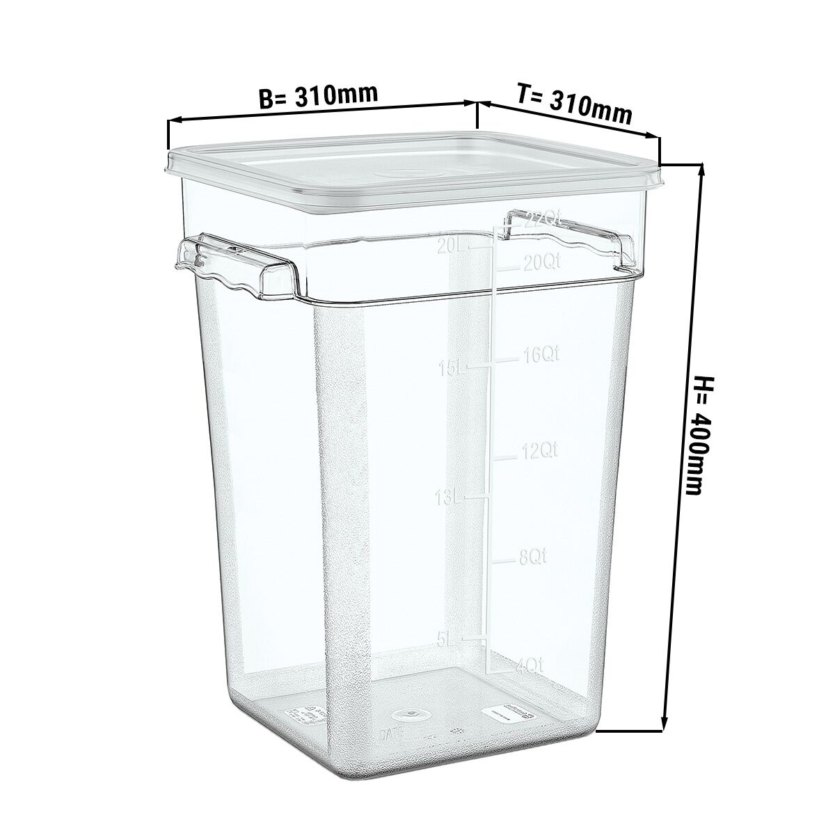 Bac alimentaire avec couvercle - 20,8 litres