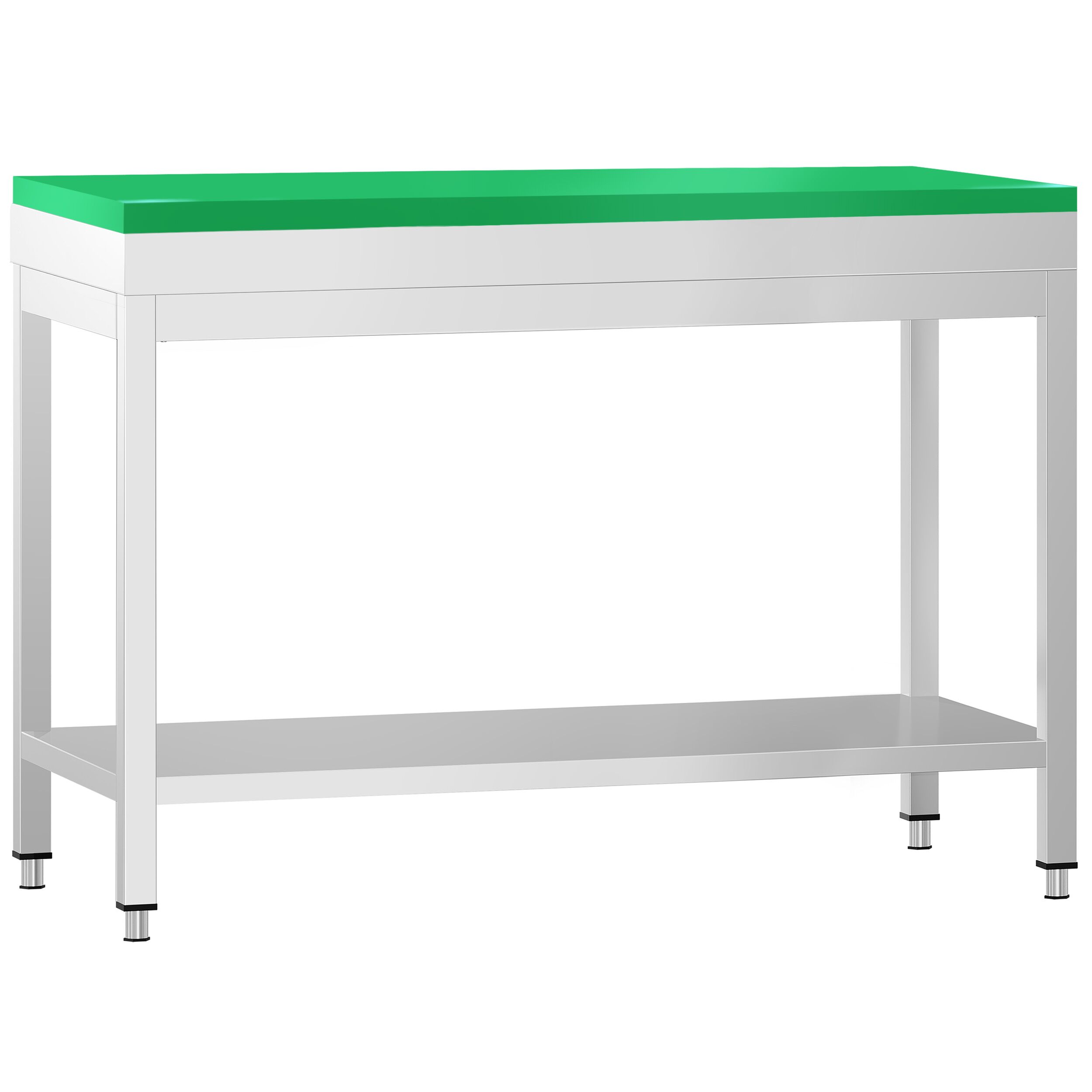 Table de travail inox PREMIUM - 1000 x 700 mm - avec tablette inférieure - incl. Planche à découper Verte