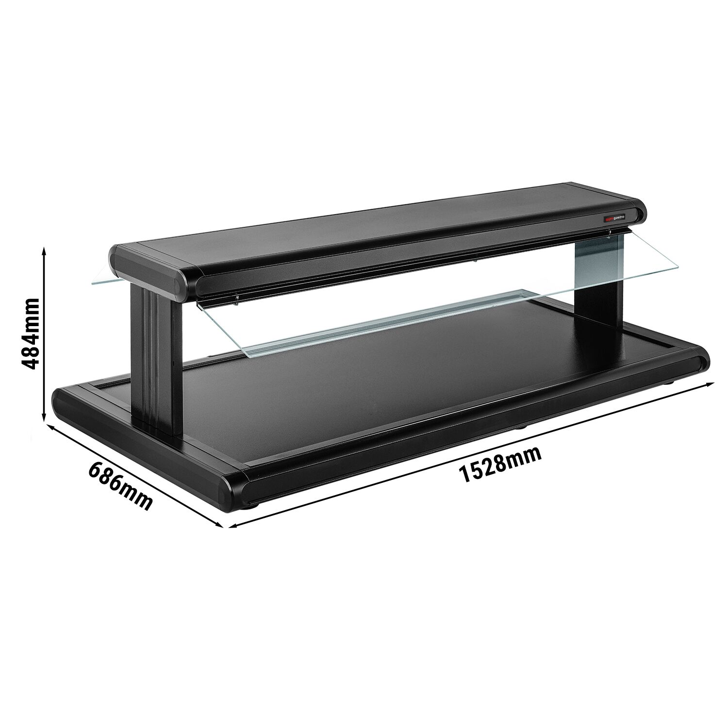 Plaque de maintien en température - 1528mm - 1,26kW - avec pare-haleine en verre
