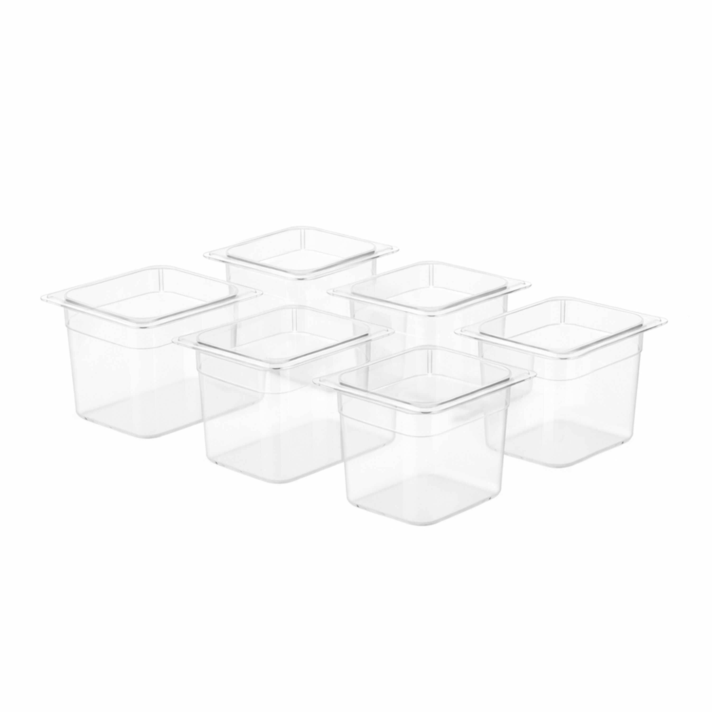 (6 pièces) Bac en Polypropylène - GN 1/6 - Translucide - 2,2 L - Hauteur : 150 mm