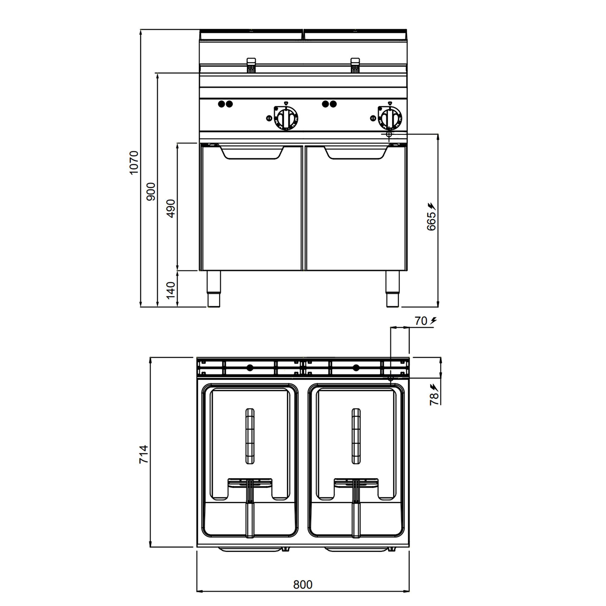 Friteuse électrique double – 10+10 litres – 12 kW