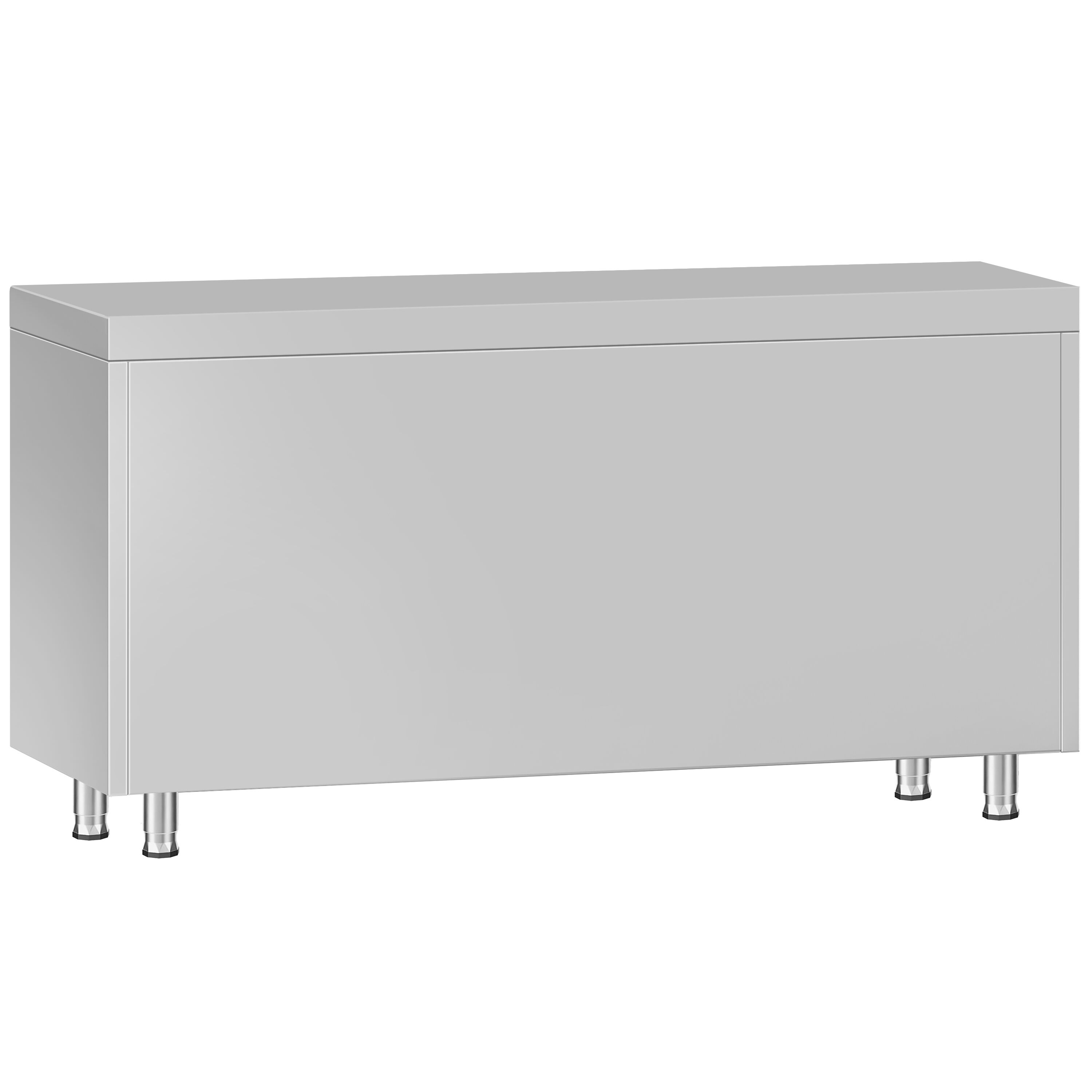 Table armoire en acier inoxydable ECO - 1400x700mm - avec 3 tiroirs à droite et portes coulissantes