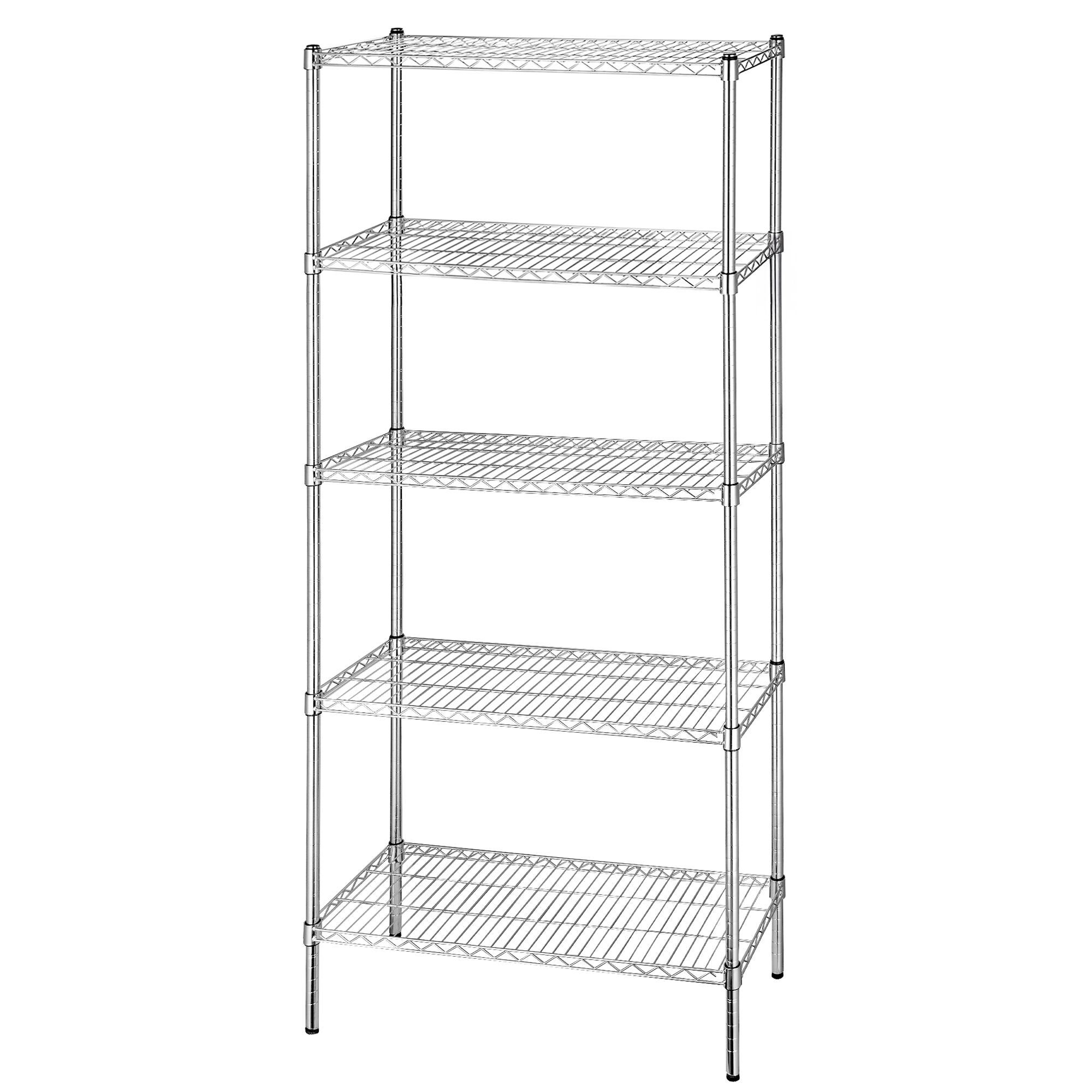 Étagère en acier - 900 x 450 mm - 5 étagères - Chromée