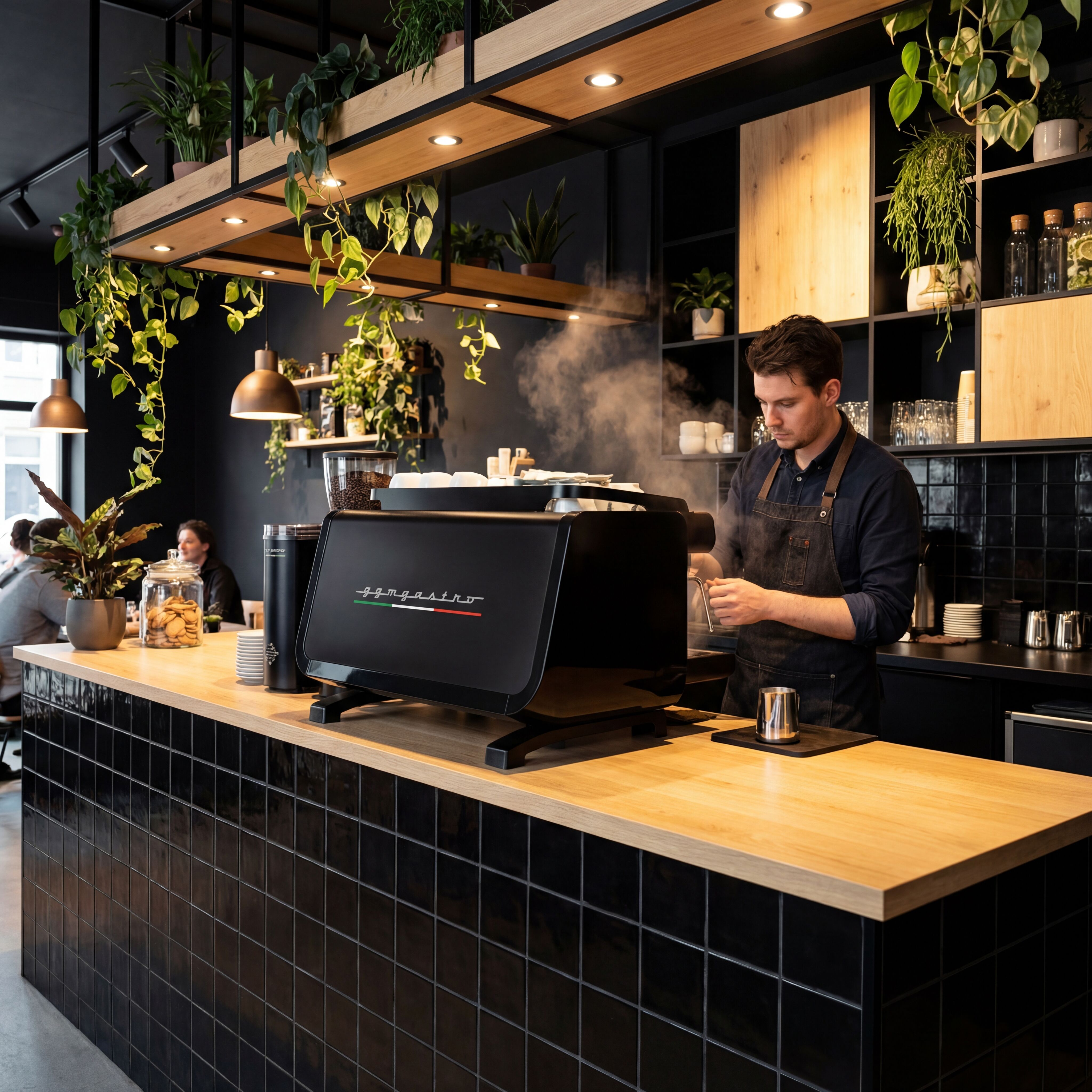 Machine à café porte-filtre – 2 groupes – multichaudière – écran tactile – système de préinfusion – Noir