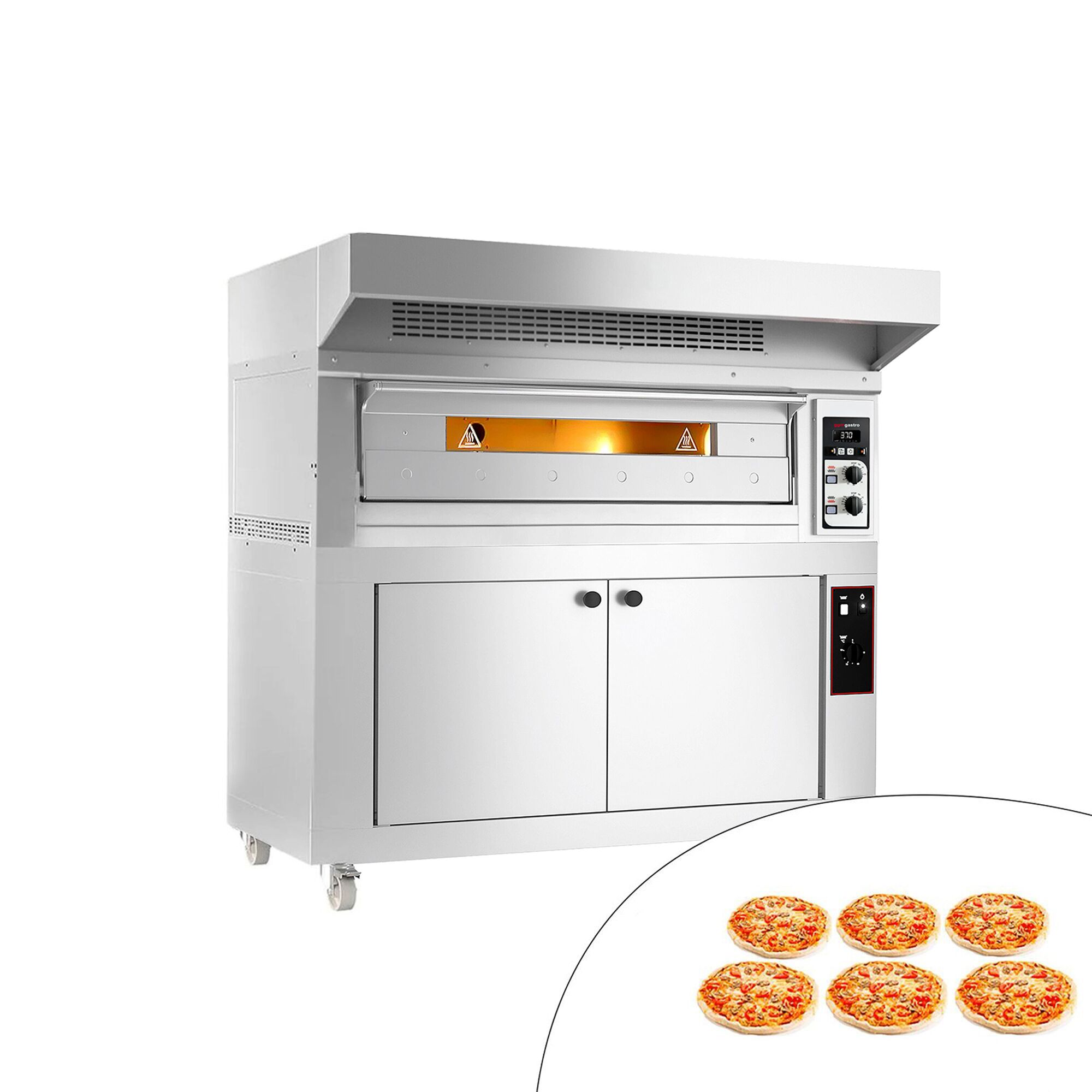 Four à pizza électrique - 6x 33 cm - Manuel - incl. hotte & armoire de fermentation
