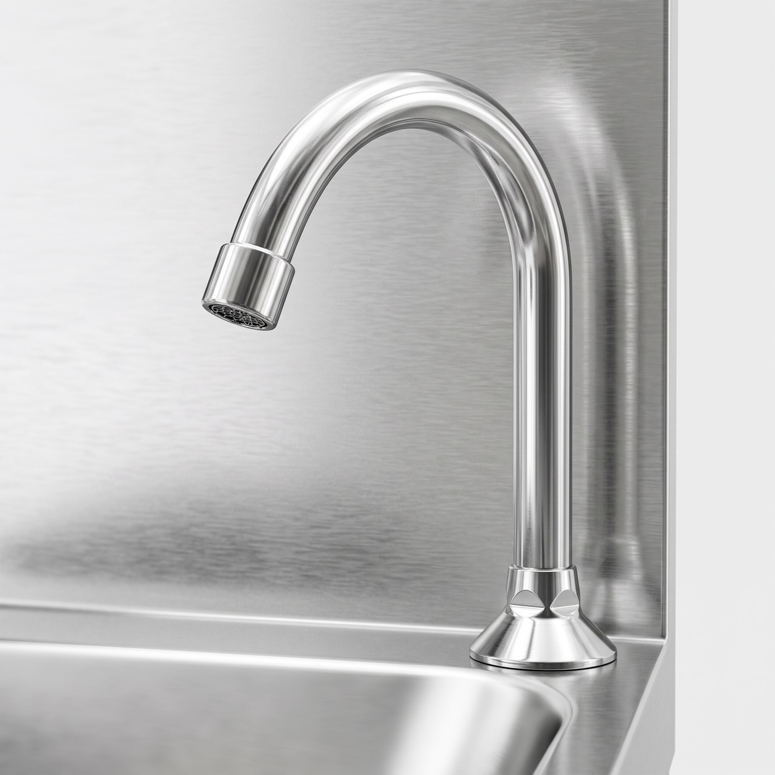 Hand washbasin – with tap, knee-operated control and high rim