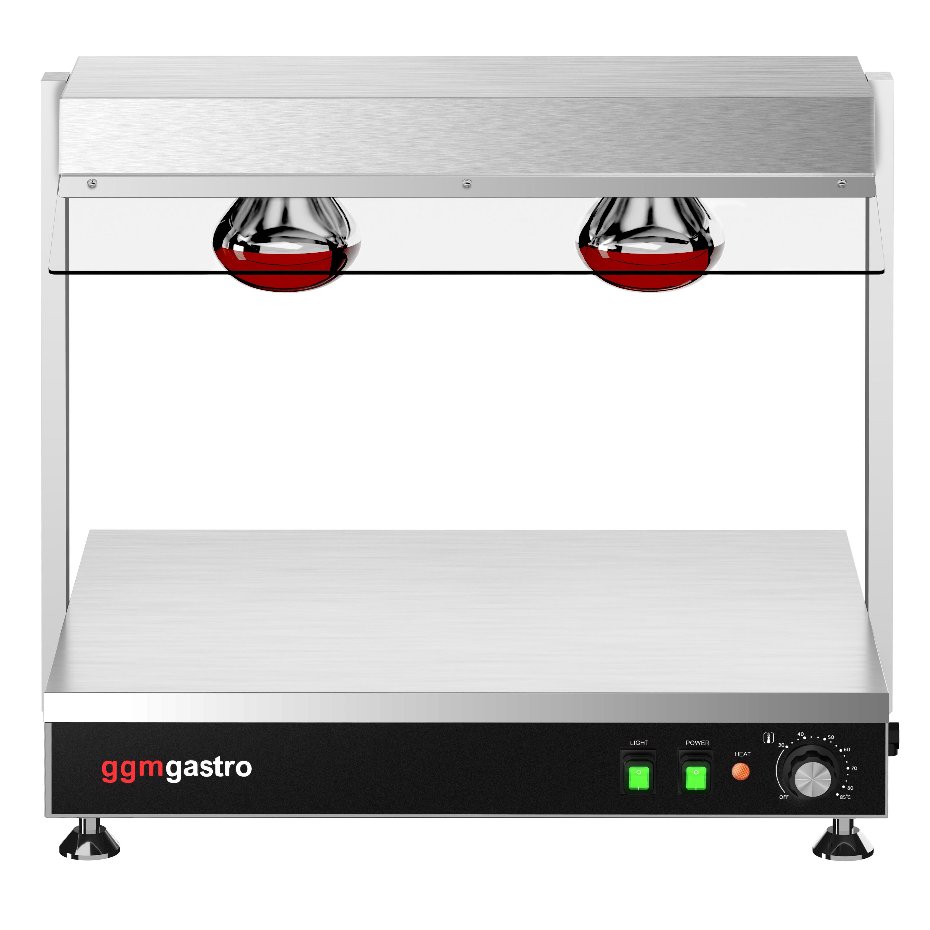 Plaque chauffante en inox - 1 kW - avec 2 lampes chauffantes infrarouges