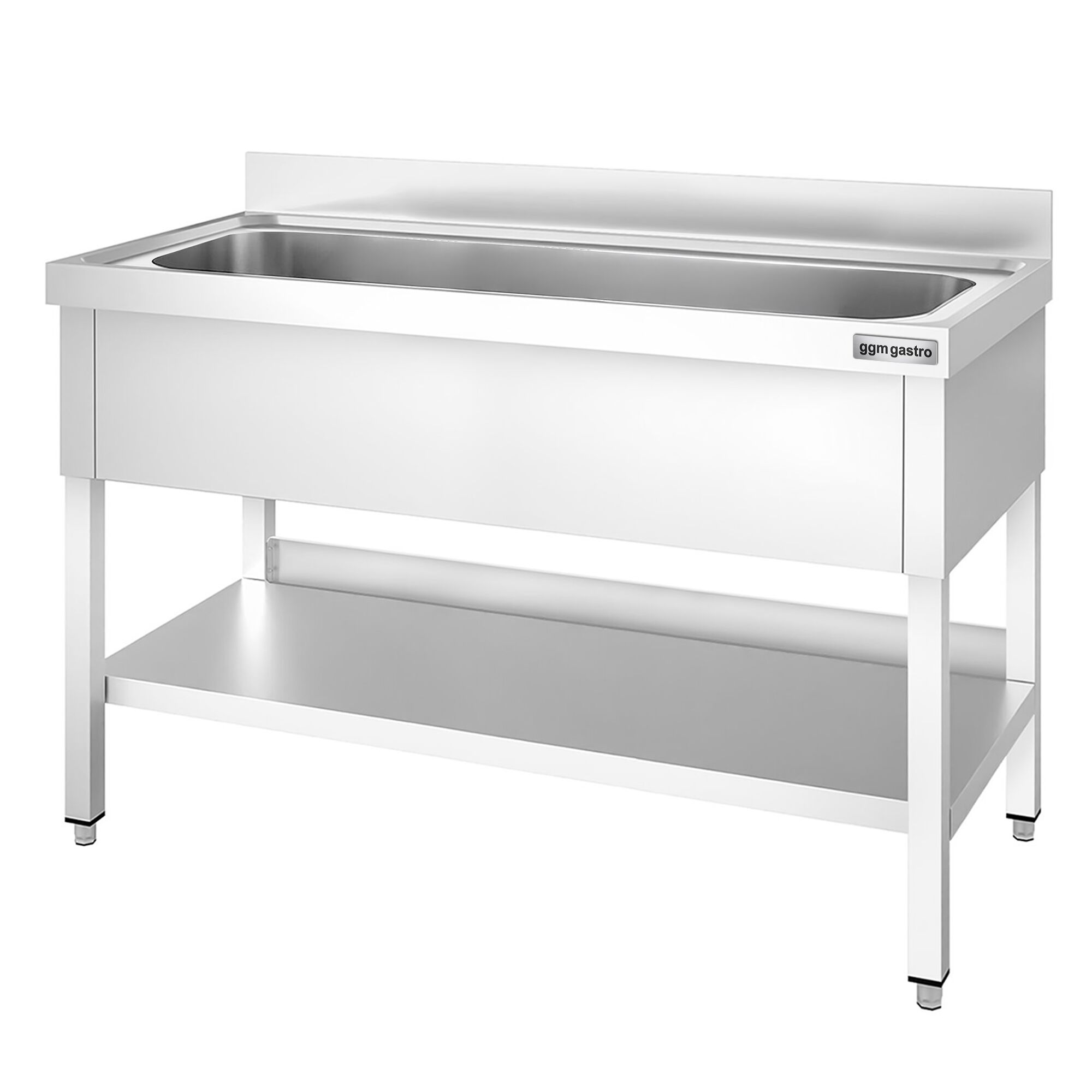 Plonge à marmites en inox PREMIUM - 1400x700mm - avec étagère basse & 1 bac