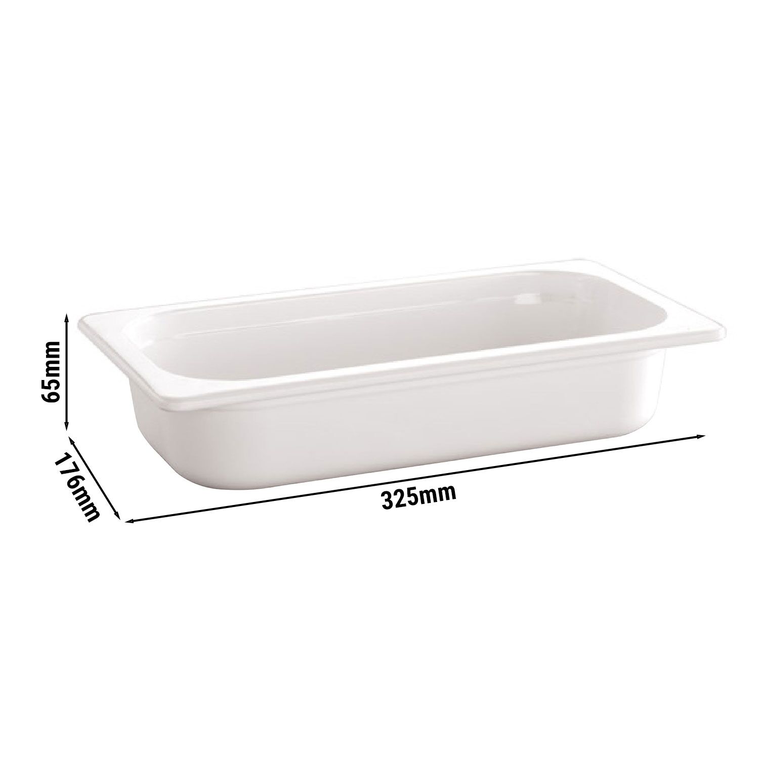 (6 pièces) Bac en mélamine GN 1/3 - ECOLINE - 2 litres - Hauteur : 65 mm