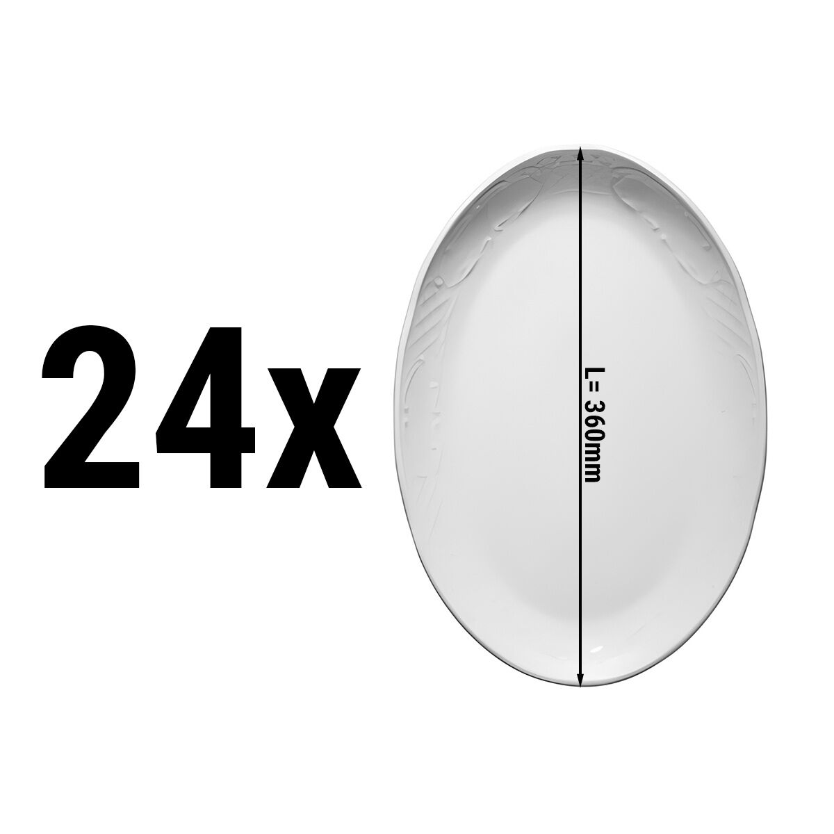 (24 pièces) CLASSICO - Plat / Assiette à Döner - Ovale - Longueur : 360 mm - Blanc