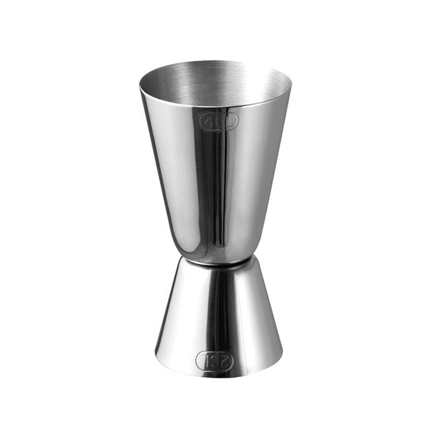 (6 pcs) Jigger double - acier inoxydable - 2,5cl/5cl - graduations extérieures - estampillé CE