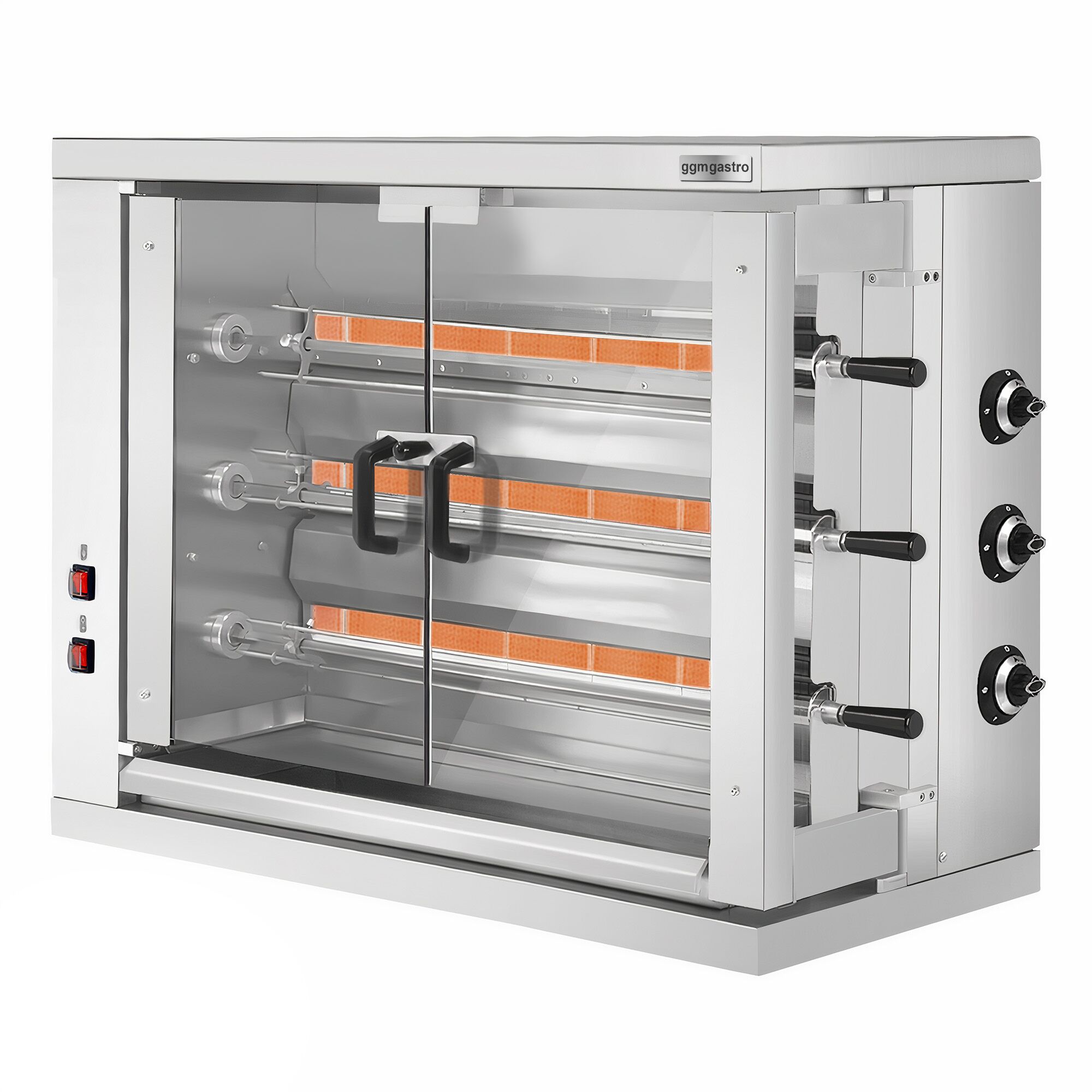 Gaz Rôtissoire à poulets Compacte à poser - 19,4kW - avec 3 broches pour jusqu’à 18 poulets