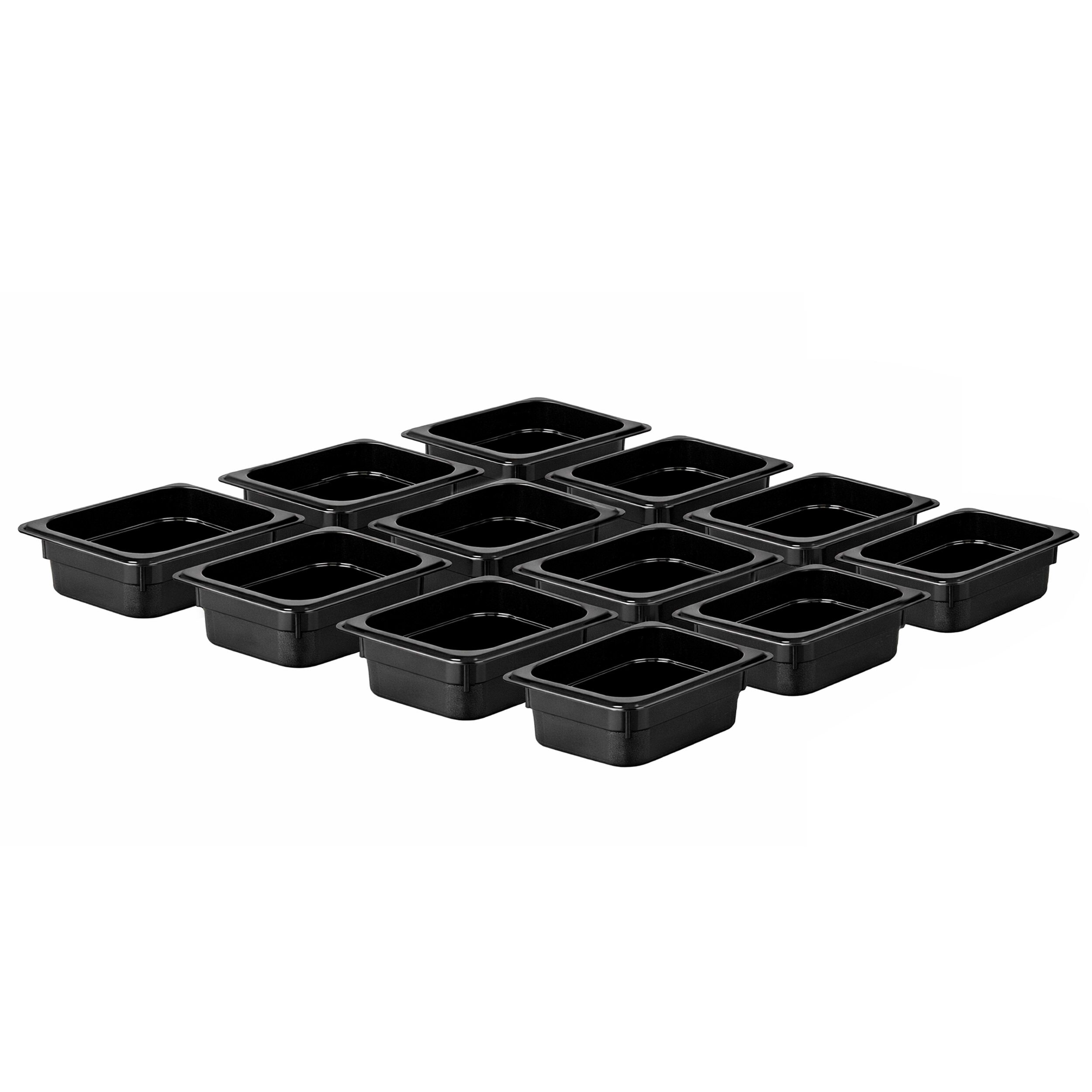 (12 pcs) Polycarbonate Container GN 1/6 - Black - 1L - Depth: 65mm 