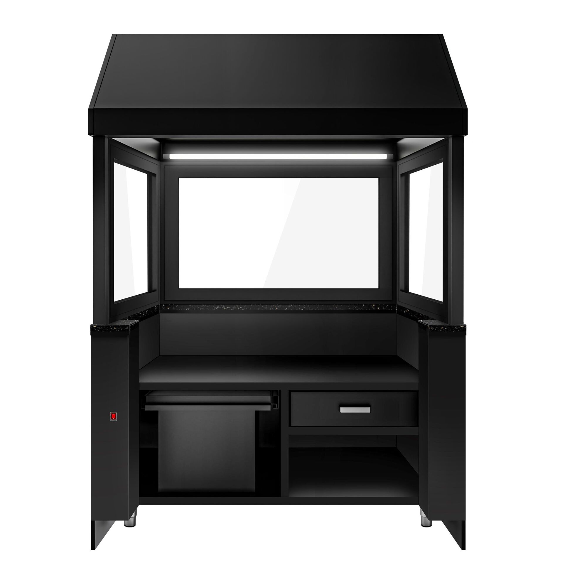 Grill à gaz TORONTO - 1500 mm - Façade en bois - plan de travail en granit noir - verre de protection thermique
