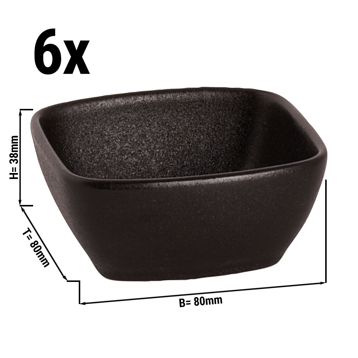 (6 Stück) UNIVERSE - Schale Maastricht - Viereckig - 12,5 cl - 80x80mm - Schwarz