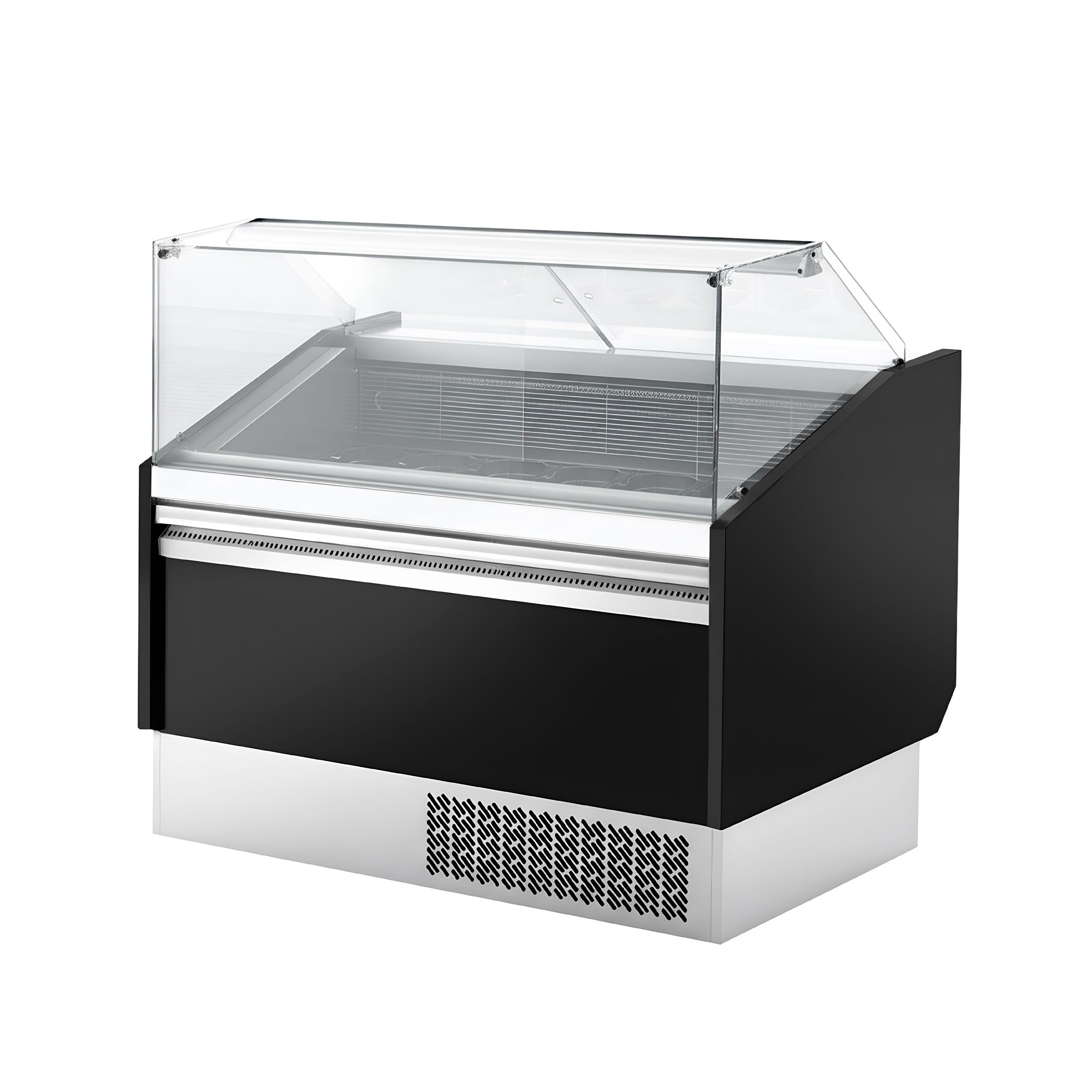 Vitrine à glace LEVI – 1620 mm – refroidissement statique – pour 9+9 bacs à glace de 5 litres – Noir