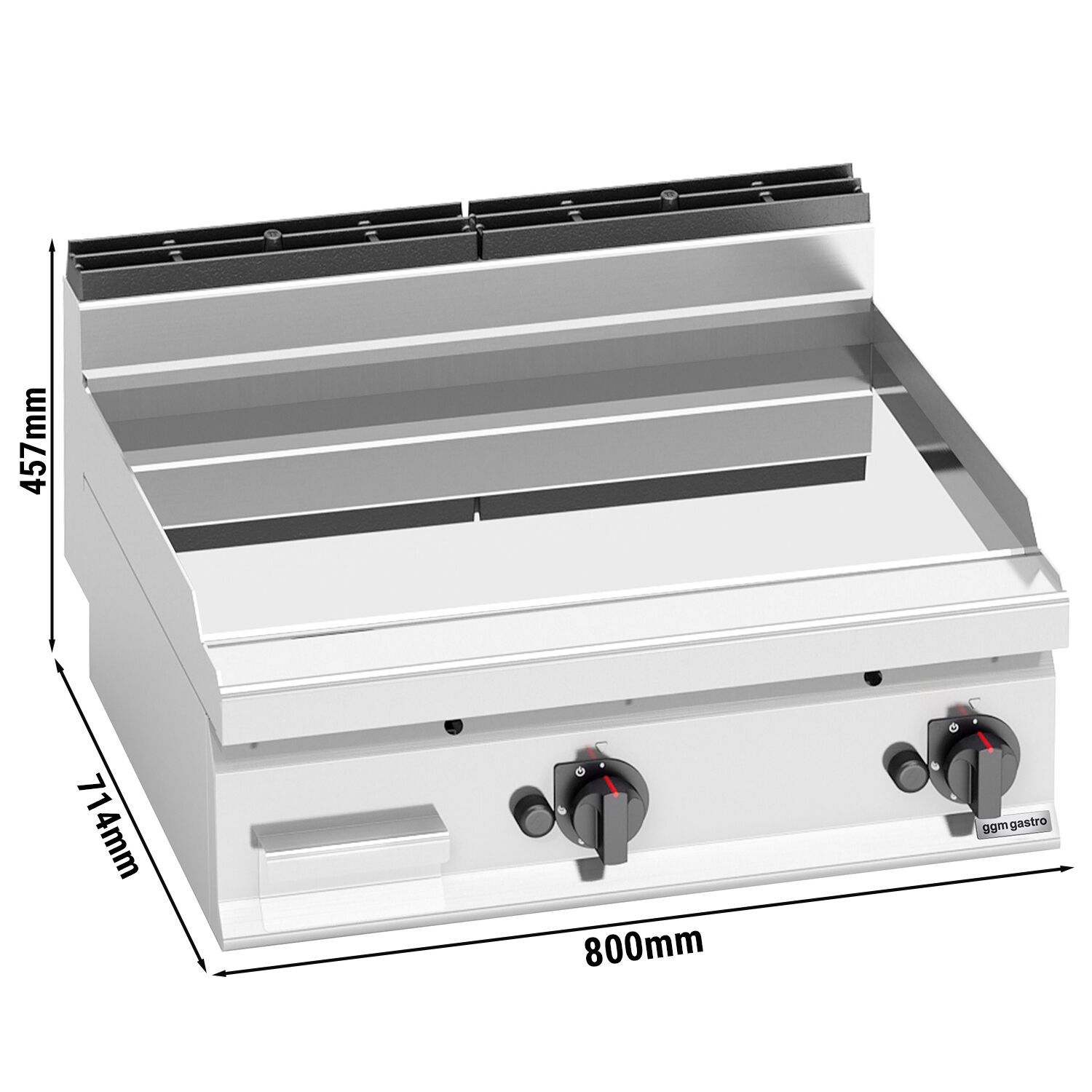 Plaque de cuisson à gaz avec revêtement en chrome dur - 13,8 kW - lisse